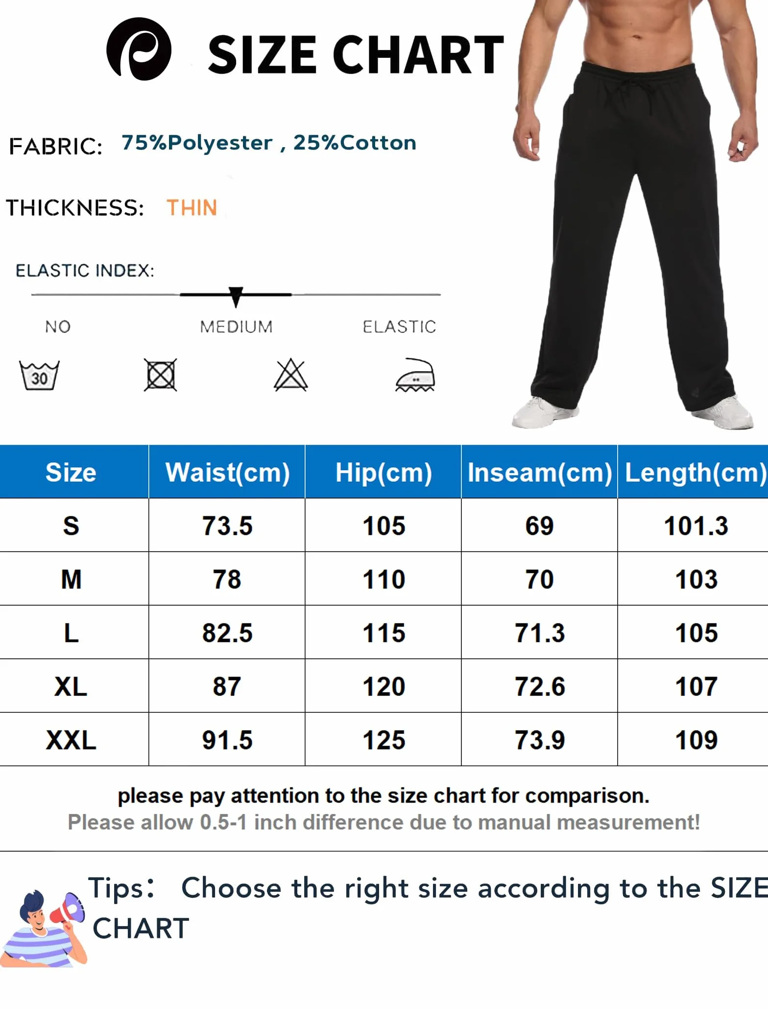 PINSPARK Pantalones de chándal Hombre Entrenamiento Deportivos algodón Largos Informales Holgados Anchos Fitness Yoga Estar por casa S-XXL