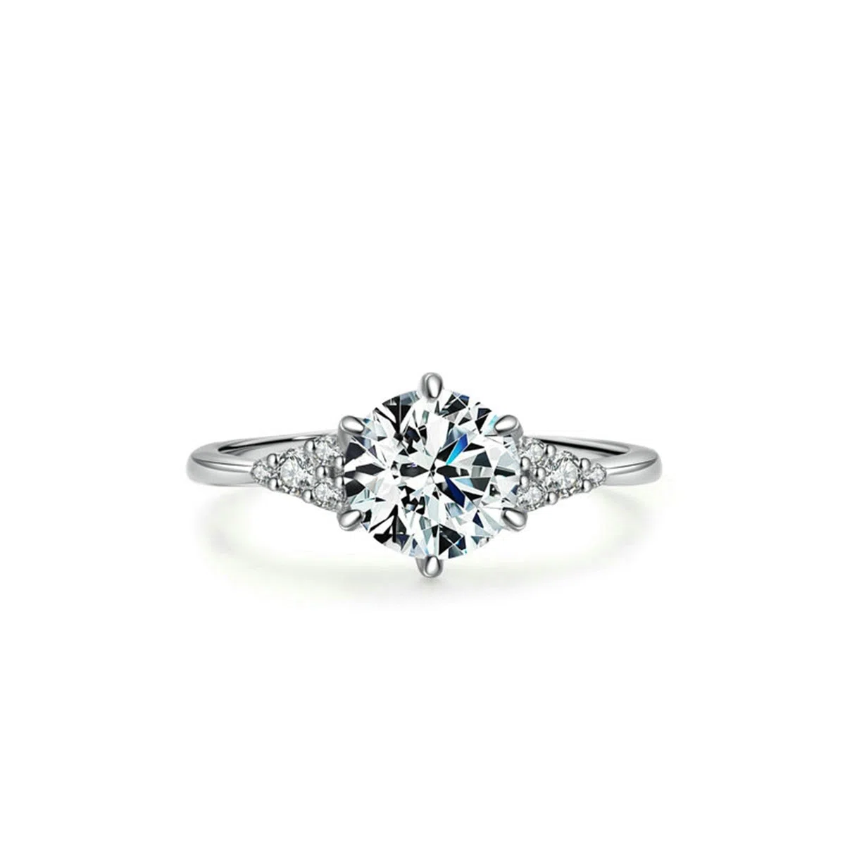 Anillo de oro blanco Moissanite 1ct, anillo de boda elegante de oro auténtico para mujer