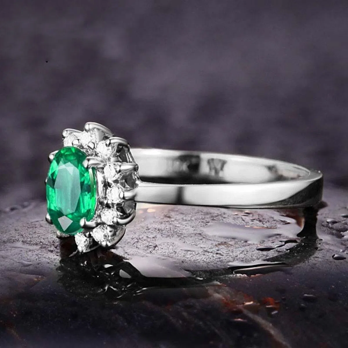 Wycian Anillos piedra mujer anillos oro mujer 18k plata oval número sólido no chapado popular para hombres Navidad joyas