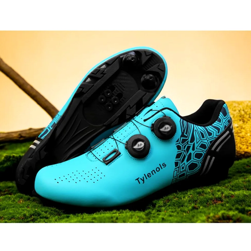 ENEN Zapatillas de Ciclismo para Hombre Mujer, MTB Zapatos Bicicleta de Montaña Compatibles con Look SPD Lock, Azul Negro Gris Rosa Unisex Zapatillas de Bicicleta de Montaña