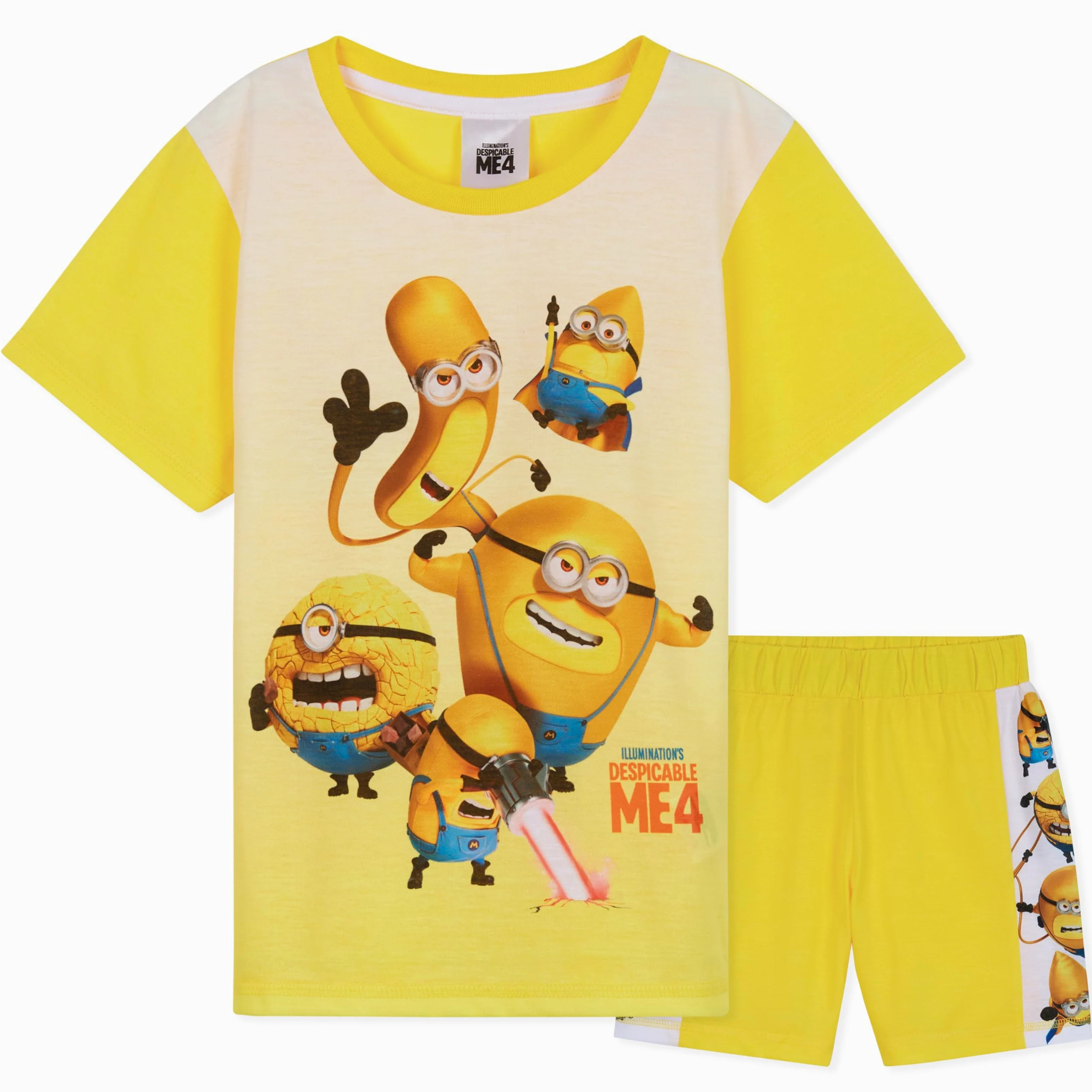 Minions Transpirable Pijama Niño Corto, Set de 2 Piezas - Regalo para Niños (Azul/Mostaza, 4-5 Años)