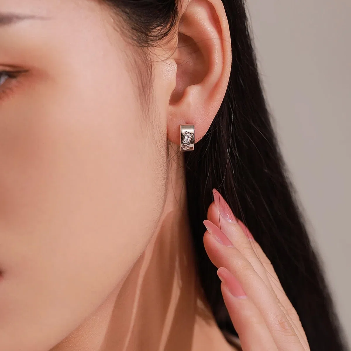 Pendientes de oro blanco 375 de 9 quilates con forma de moissanita rectangular, pendientes de oro Au375