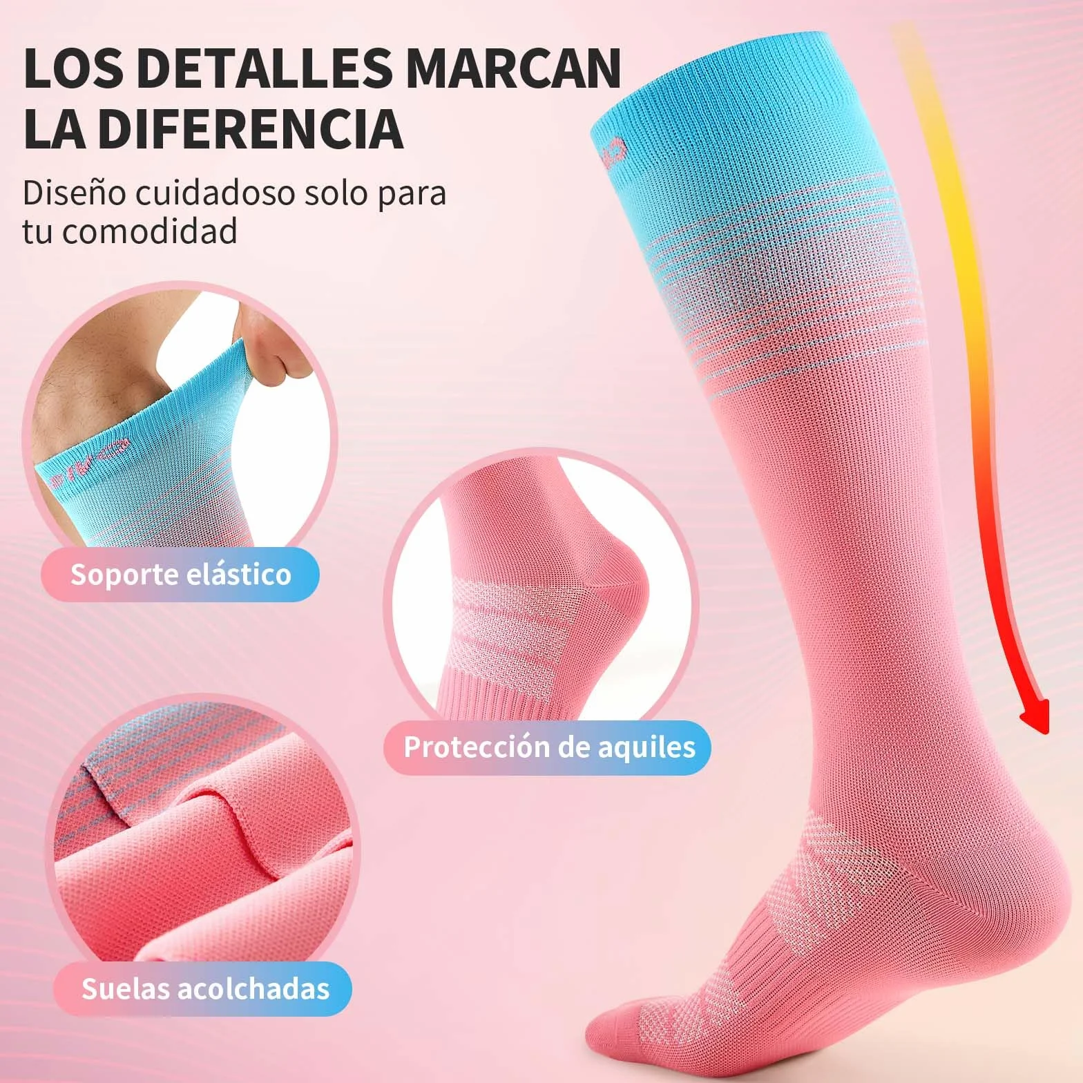 CAMBIVO Medias de Compresión Mujer Hombre 3Pares, Calcetines Compresion 15-20mmHg, Transpirables Calcetines Largos, Compression Socks para Deporte, Running, Ciclismo, Viajar en Avión, Enfermera, Moda