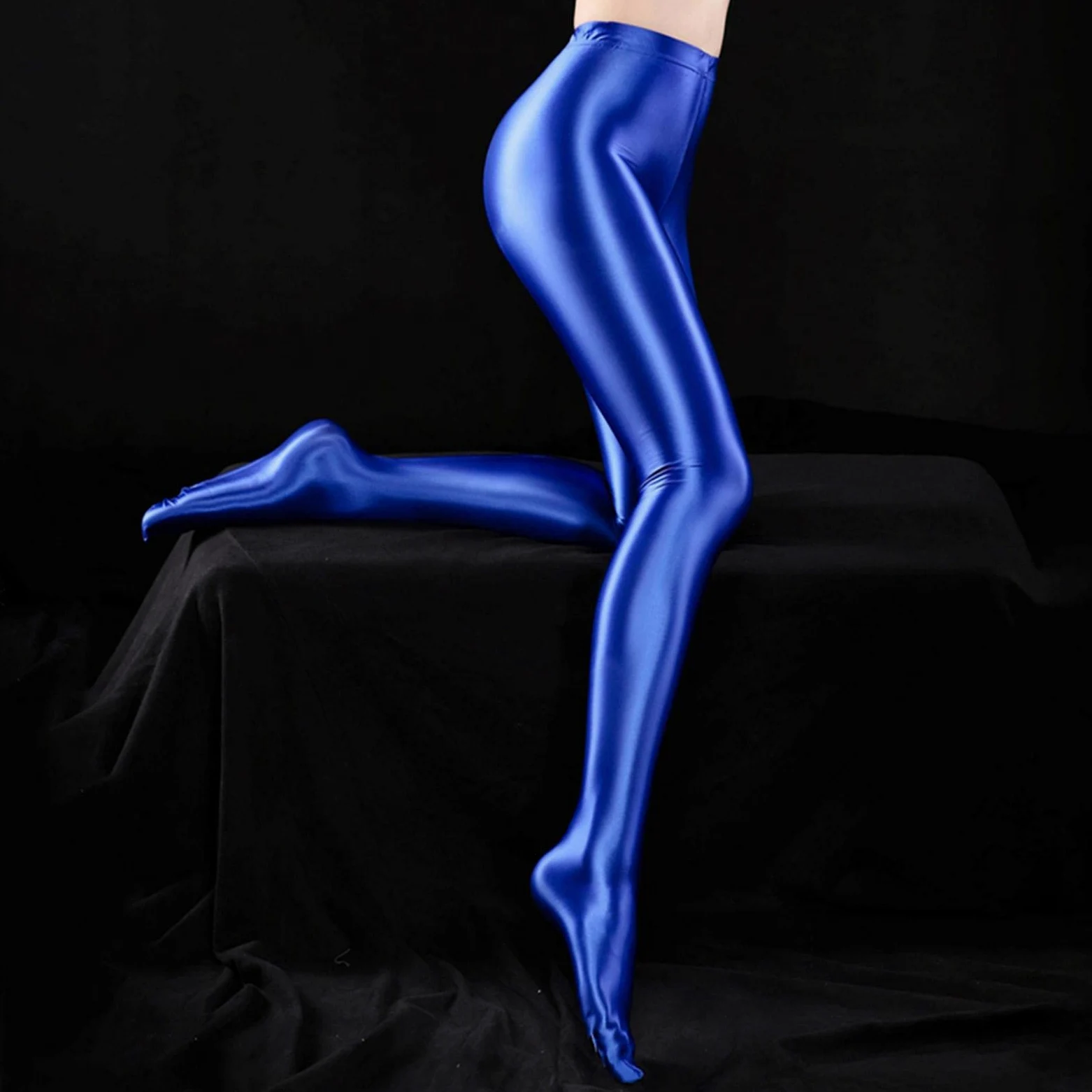 Medias sexys de Talla grande, Medias súper Suaves para Mujer, Medias Brillantes al óleo, Pantimedias Brillantes, Pantimedias Sexis con realce en la Cadera (café A)