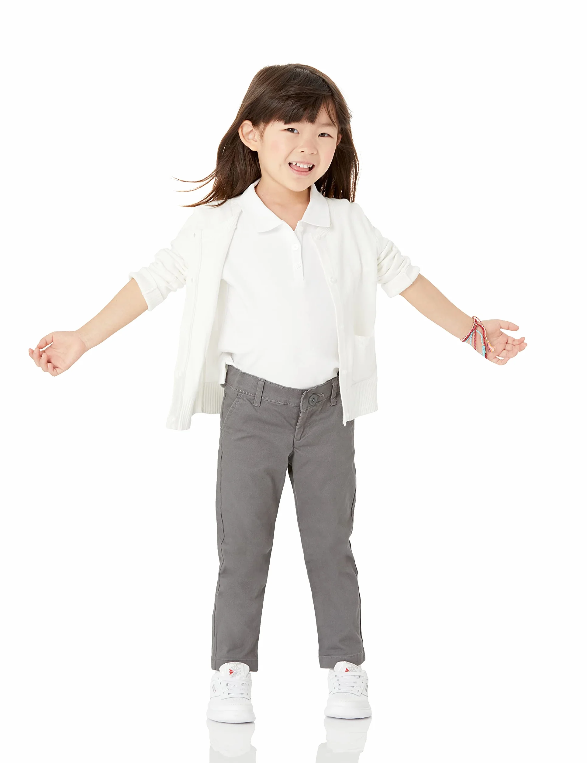 Amazon Essentials Niñas Polo de Uniforme de Doble Punto y Manga Corta