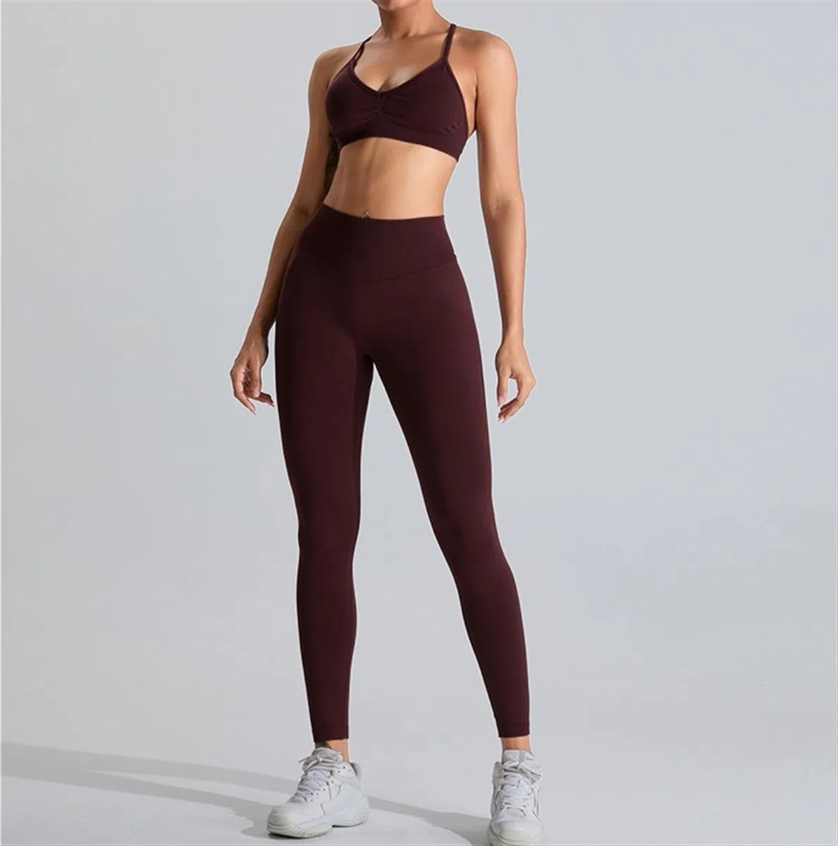 Genérico 2 Uds Mallas Gimnasio Mujer Cintura Alta Levantamiento Glúteos Pantalones De Yoga Deportivos Ajustados Fitness Al Aire Libre