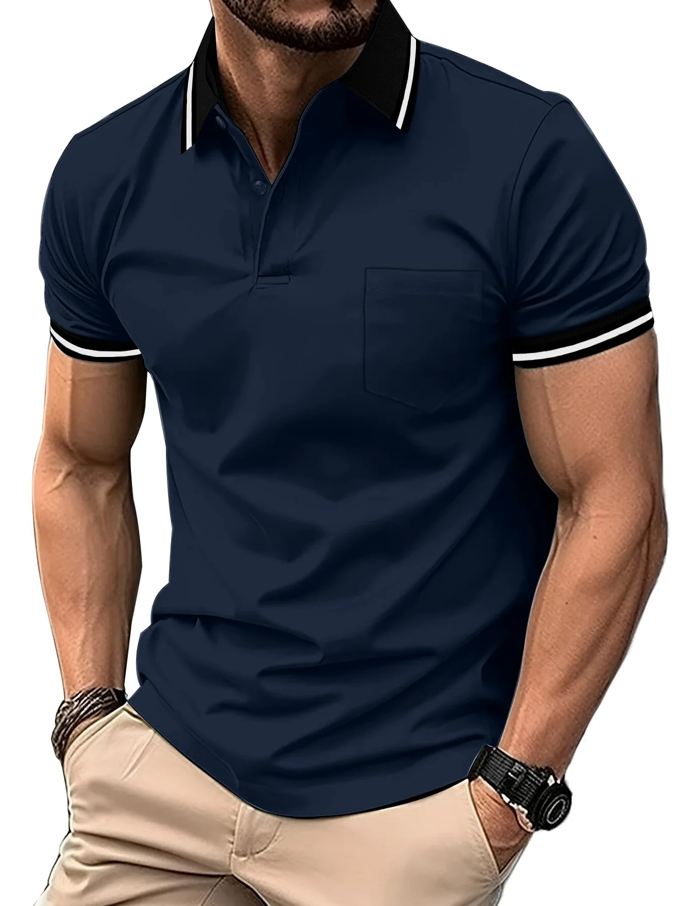 JACKETOWN Paquete de 5 polos de manga corta para hombre, ligeros, transpirables, para tenis, adultos, camisetas con cuello