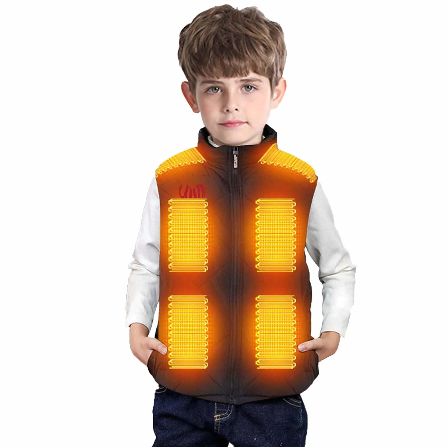 YAOJIWANG Chaleco Calefactable para Niños Chaqueta Impermeable Softshell con Calefaccion USB