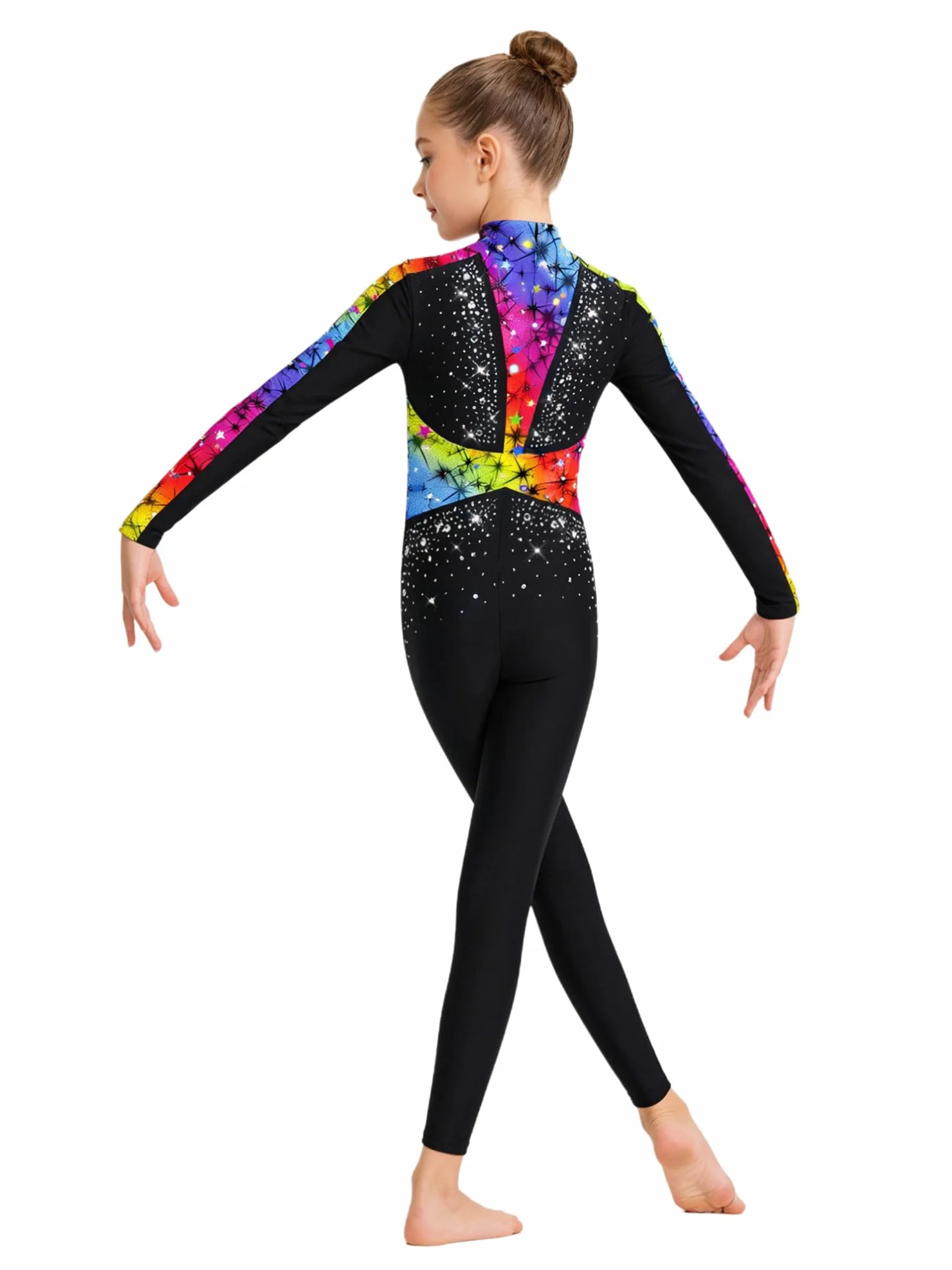 TiaoBug Maillot De Deportivo Gimnasia Para Niñas Mono Brillante De Baile De Manga Larga Traje De Cuerpo Entero Maillot De Patinaje Artistico