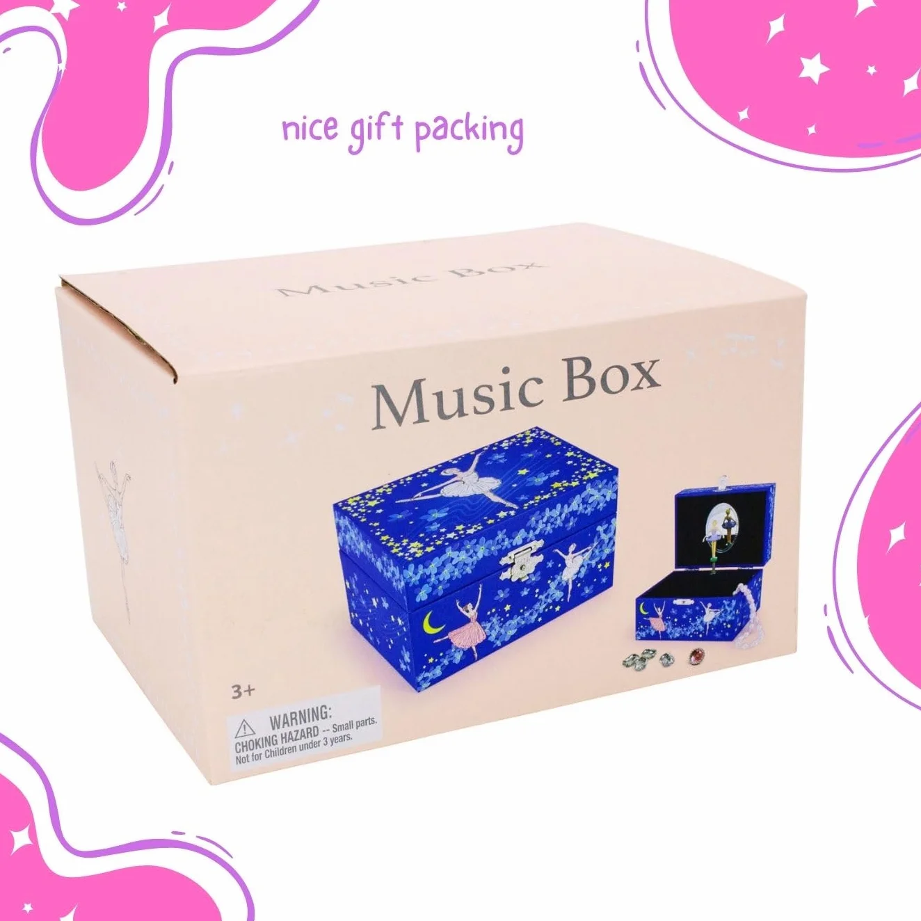 GICO Caja musical joyero para niñas azul bailarina Lago de los cisnes