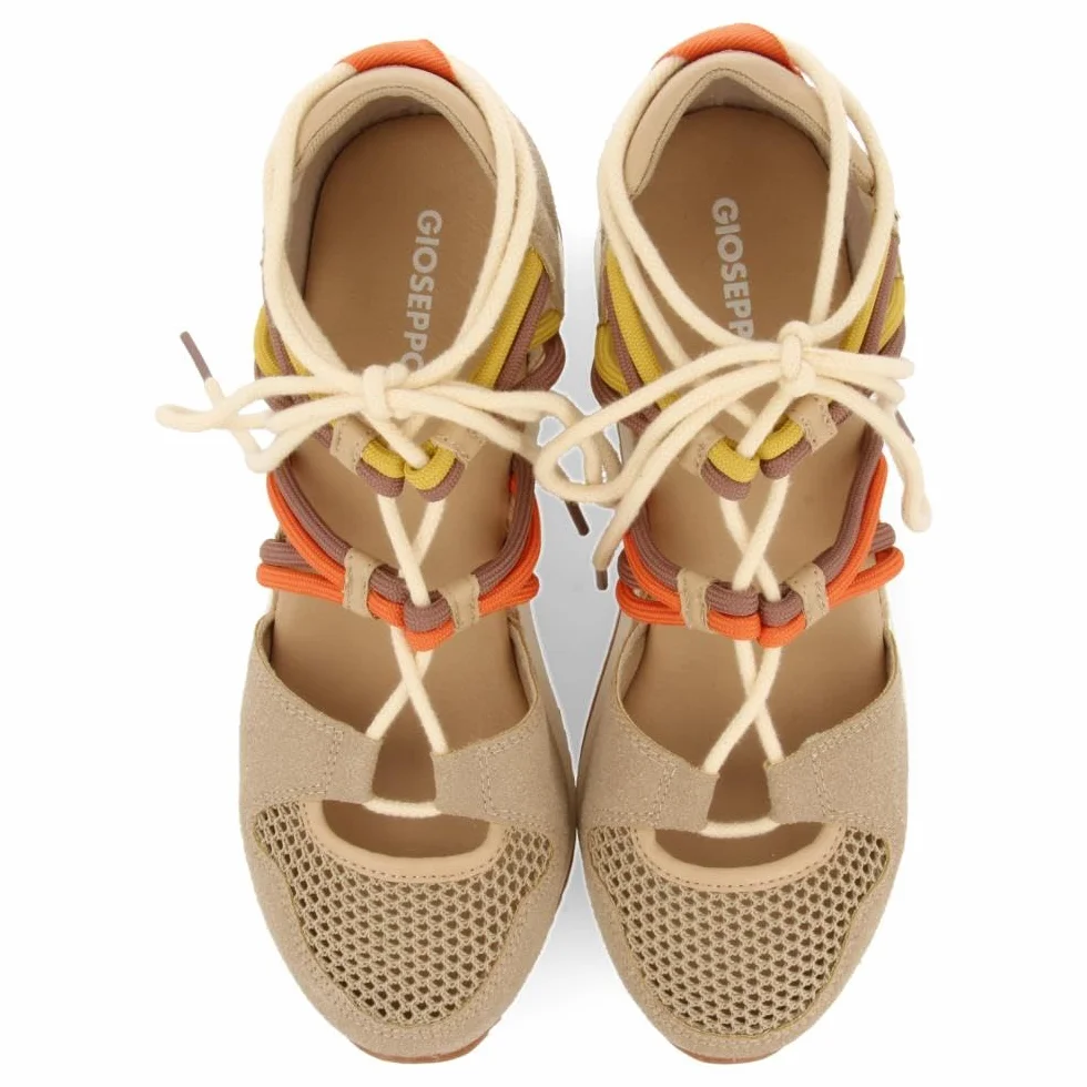 Sneakers Abiertos Beige Tipo Espadrille con CUÑA para Mujer IONA