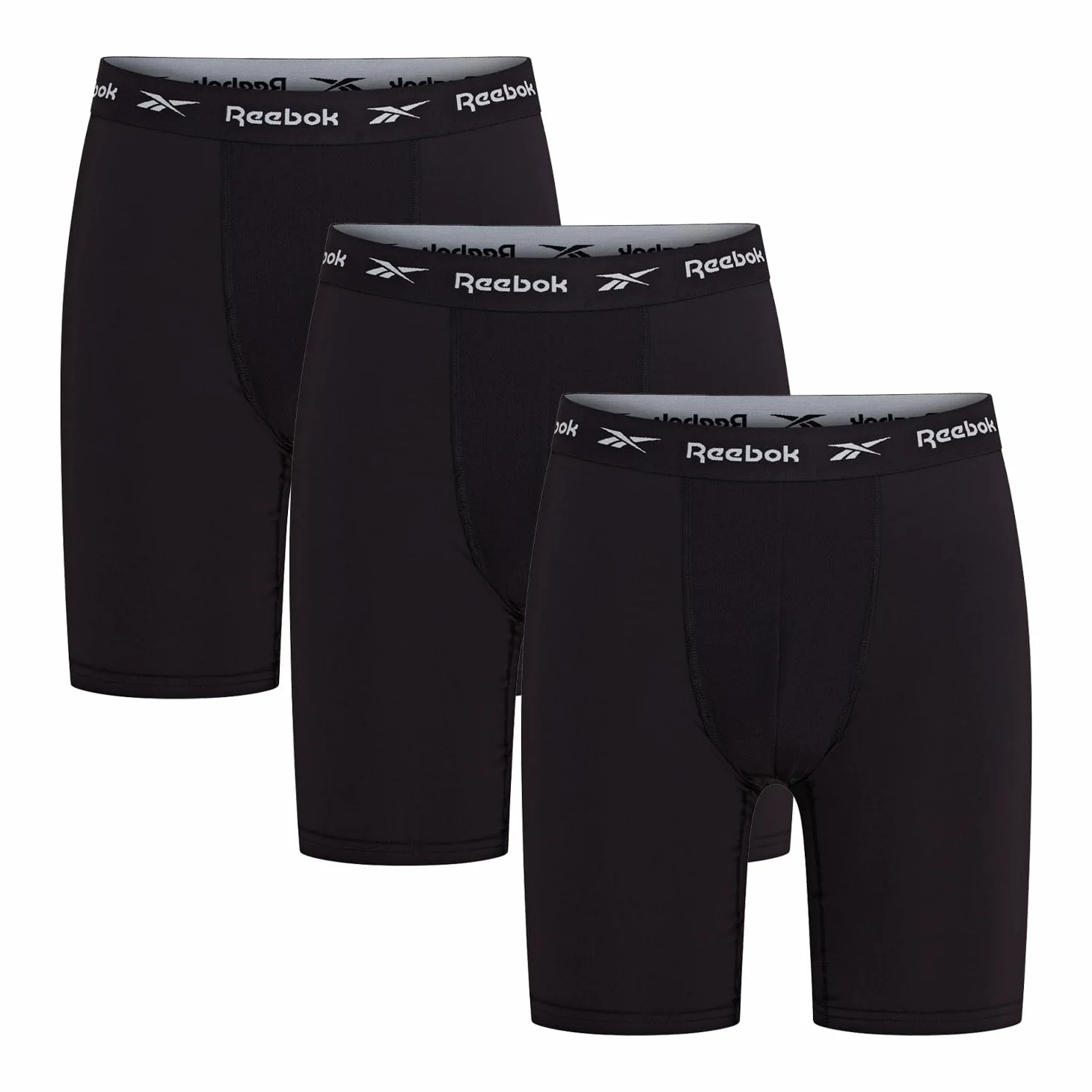 Reebok Hogan Reebok - Calzoncillos Deportivos Transpirables para Hombre (3 Unidades), Color Negro, Blanco, Gris Jaspeado, Negro, XL Hombre (Pack de 3)