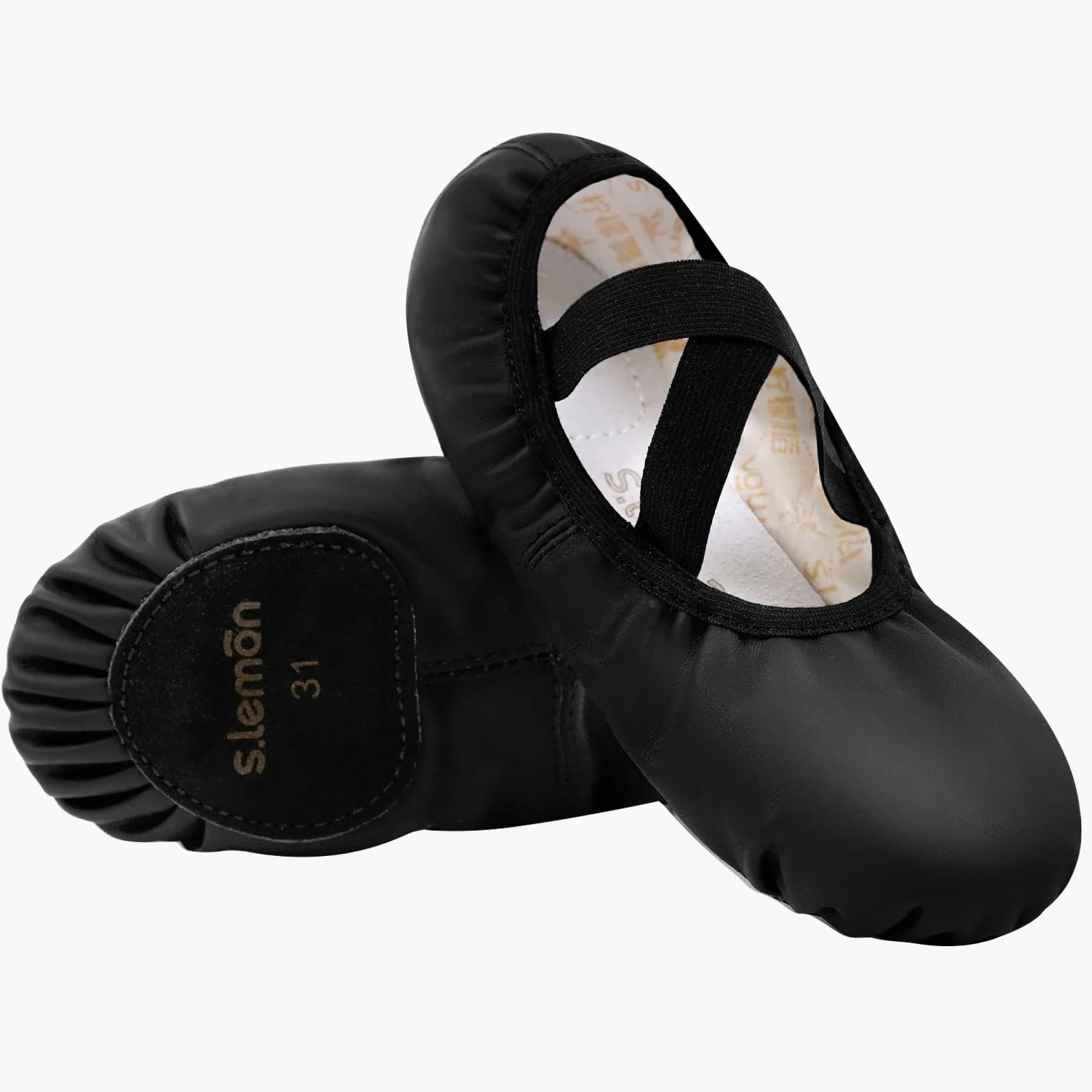 Zapatos de Ballet Niñas con Cuero Genuino, Zapatos de Danza Mujeres, Suela Dividida de Ante para Bailarinas Gimnasia Planas