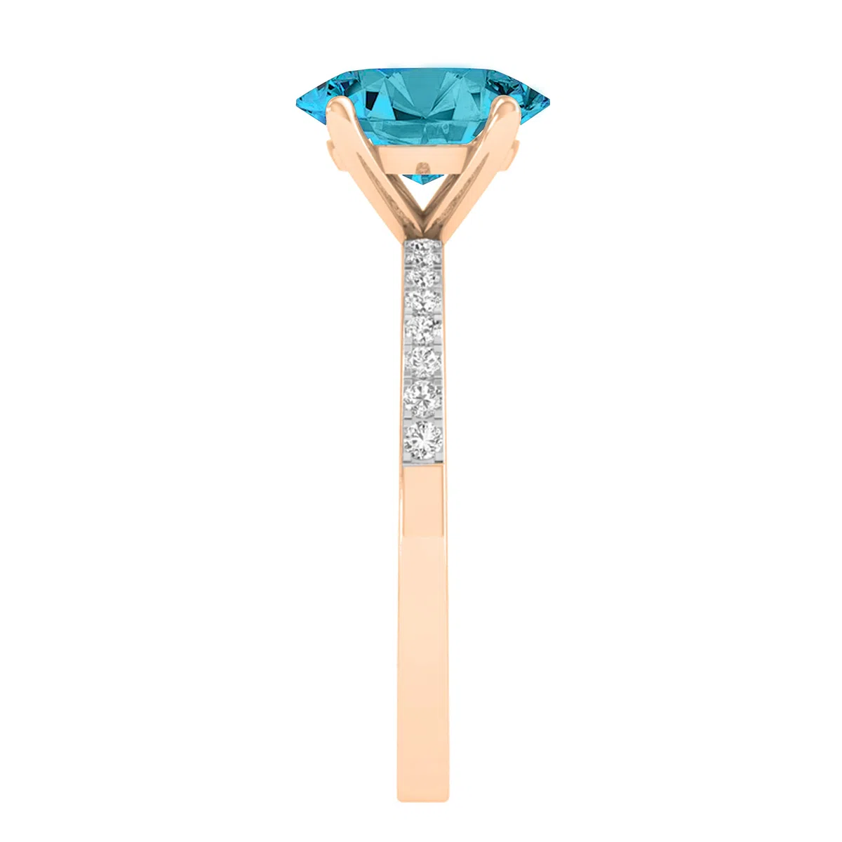 Dazzlingrock Collection Anillo de compromiso de oro rosa de 14 quilates con piedras preciosas ovaladas y diamantes blancos redondos de 9 x 7 mm para mujer, Oro rosa Topacio azul Diamante blanco Oro