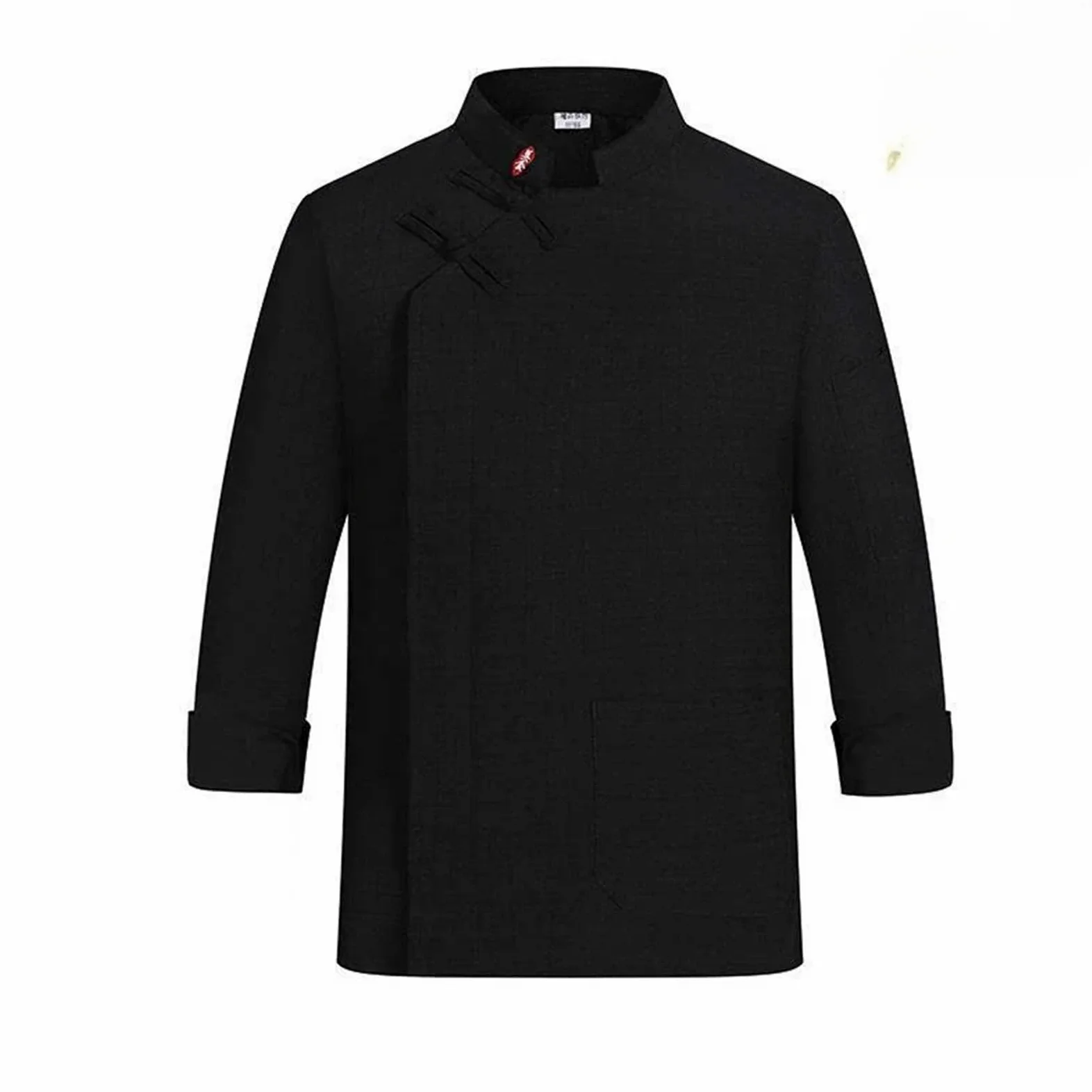 Ropa De Cocinero Chaqueta de Cocinero de Lino de Manga Larga for Hombre y Mujer, Uniforme de Cocinero, Abrigo de Camarero(Black,XXL)