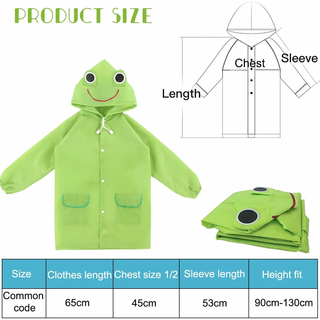 Chaqueta de Poncho de Lluvia para Niños y Niñas Gorro de Rana Impermeable Verde 4 Años