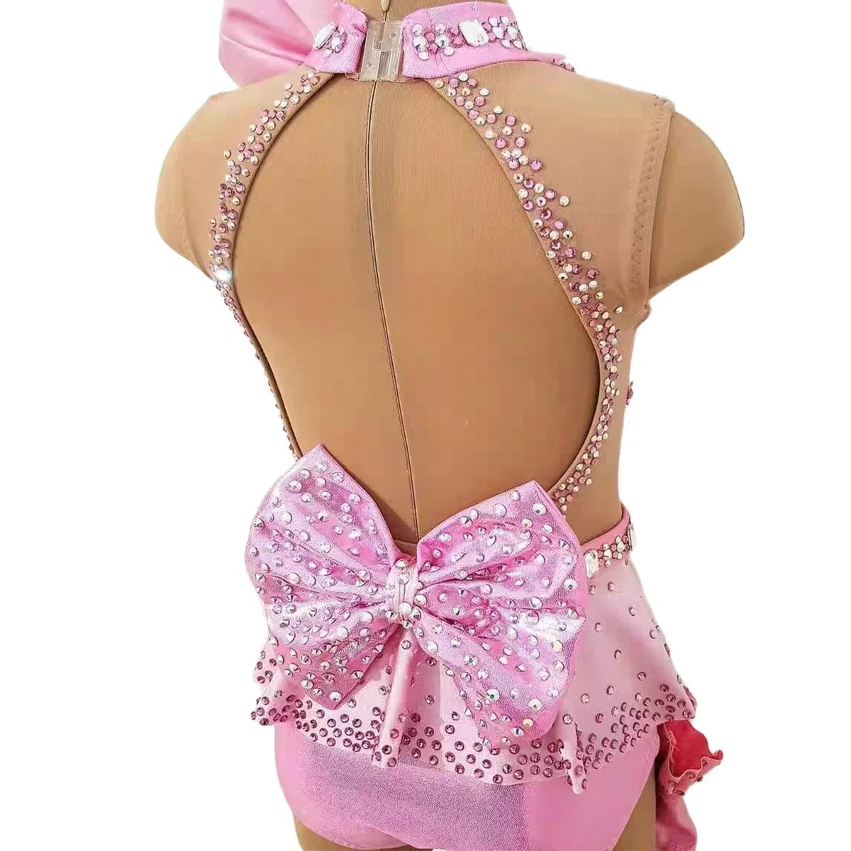 Traje de baile con pedrería y espalda abierta for competición