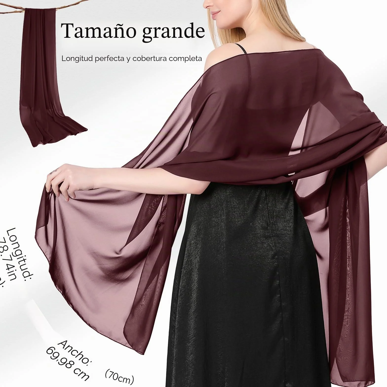 Chal Seda Chiffon Mujer Bufanda Pañuelo Moda Boda Fiesta