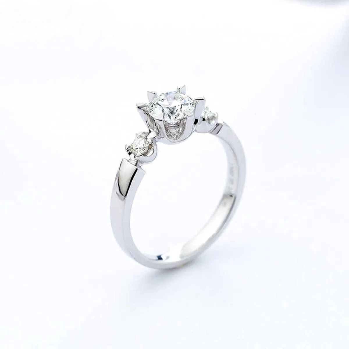 Anillo de novia, alianzas de boda a juego con diamantes de oro blanco y conjuntos de joyas Pt950 para mujer