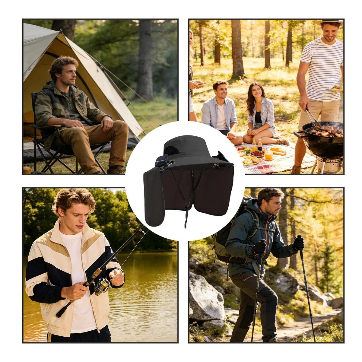 Sombrero solar con ventilador | Sombreros de ala ancha, sombreros solares plegables con 2 ventiladores solares para mujeres, para hombres, jardinería, senderismo, pesca, exterior, playa, viajes