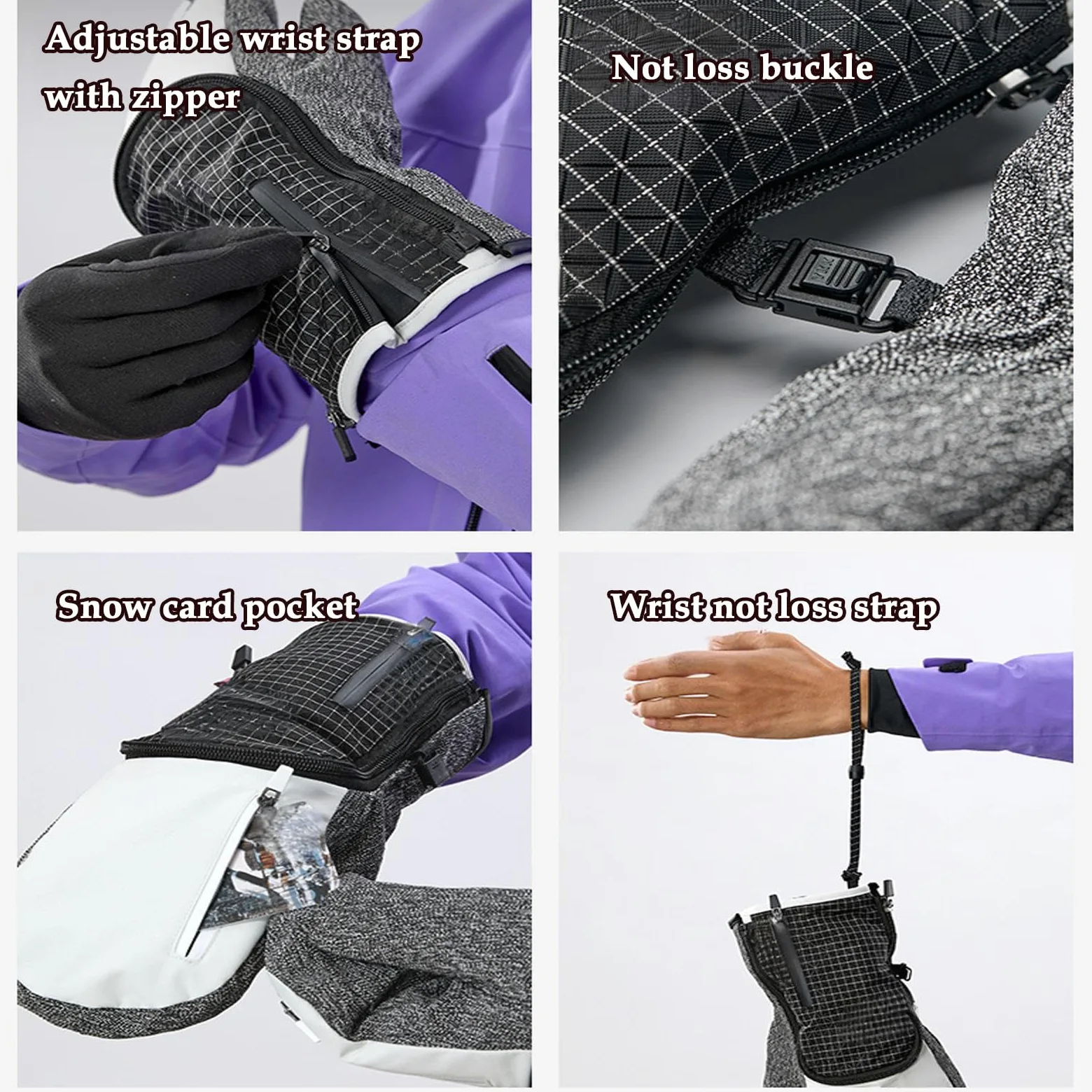 Guantes de Esquí, Manoplas cálidas de Invierno para Hombre Mujeres, Guantes de Moto Invierno Impermeable, Regalos para Hombres y Mujeres,[a] White,M
