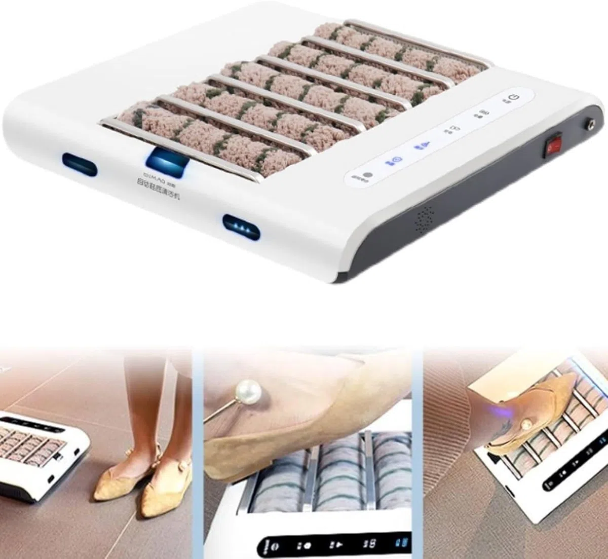 Limpiador de zapatos inteligente con entrada por inducción, pulidor automático de suelas de zapatos con motor de 260 rpm para uso doméstico.