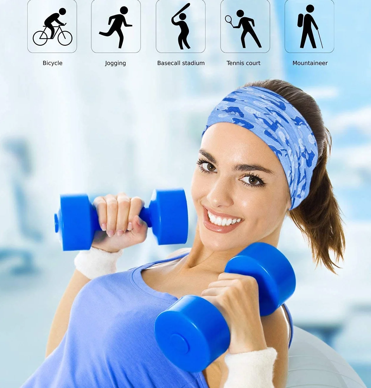 SLOSH Bandana Cintas Pelo Deporte Hombre Mujer Ciclismo Yoga Elastica Pañuelos Cabeza UV