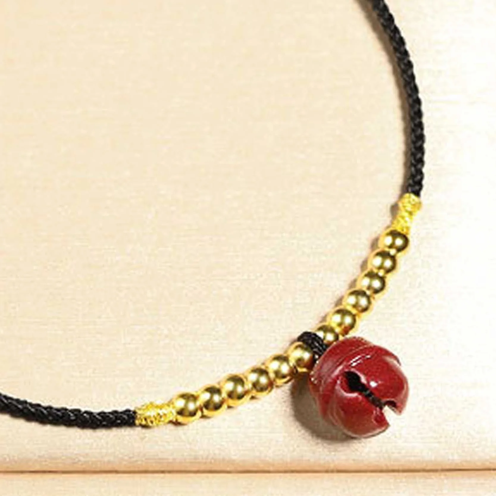 Pulsera Feng, Feng Shui Hilo Rojo Tobillo Cinabrio Campana Colgante Amuleto De La Suerte Cordón Hecho A Mano Pulsera De Pie Joyería De Amuleto De La Fortuna Ajustable Tobillera para Mujer