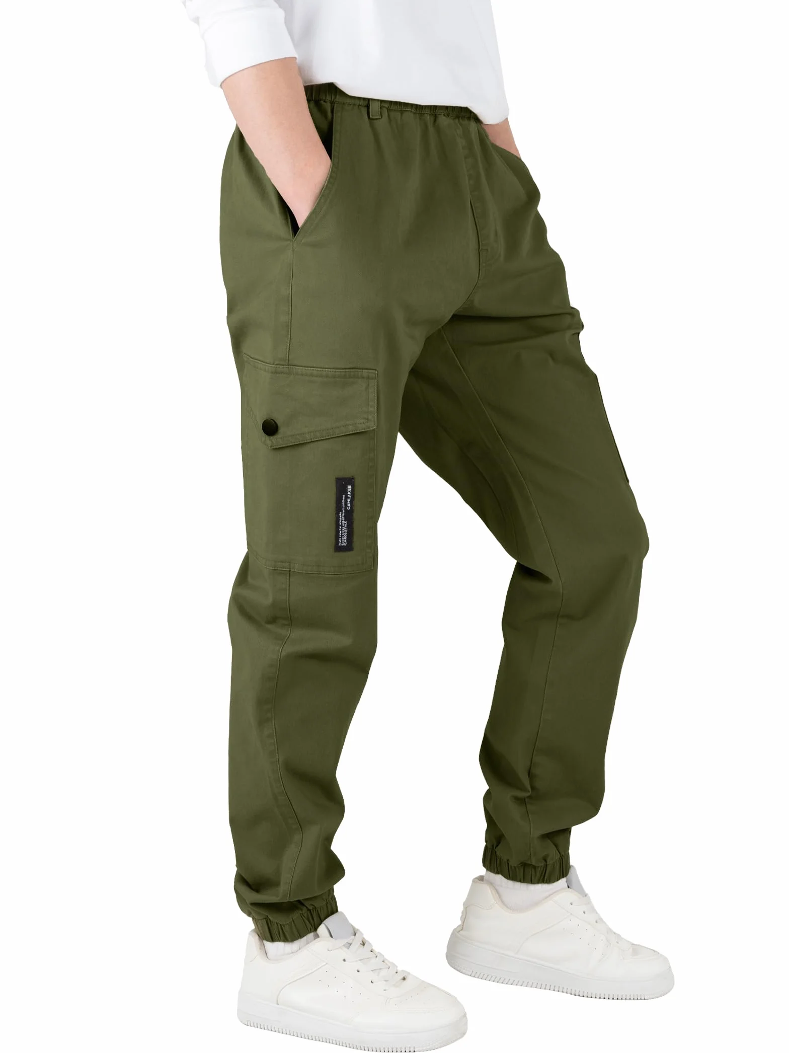 CAMLAKEE Pantalones para Niños, Pantalones Cargo Joggers con Cintura Elastica