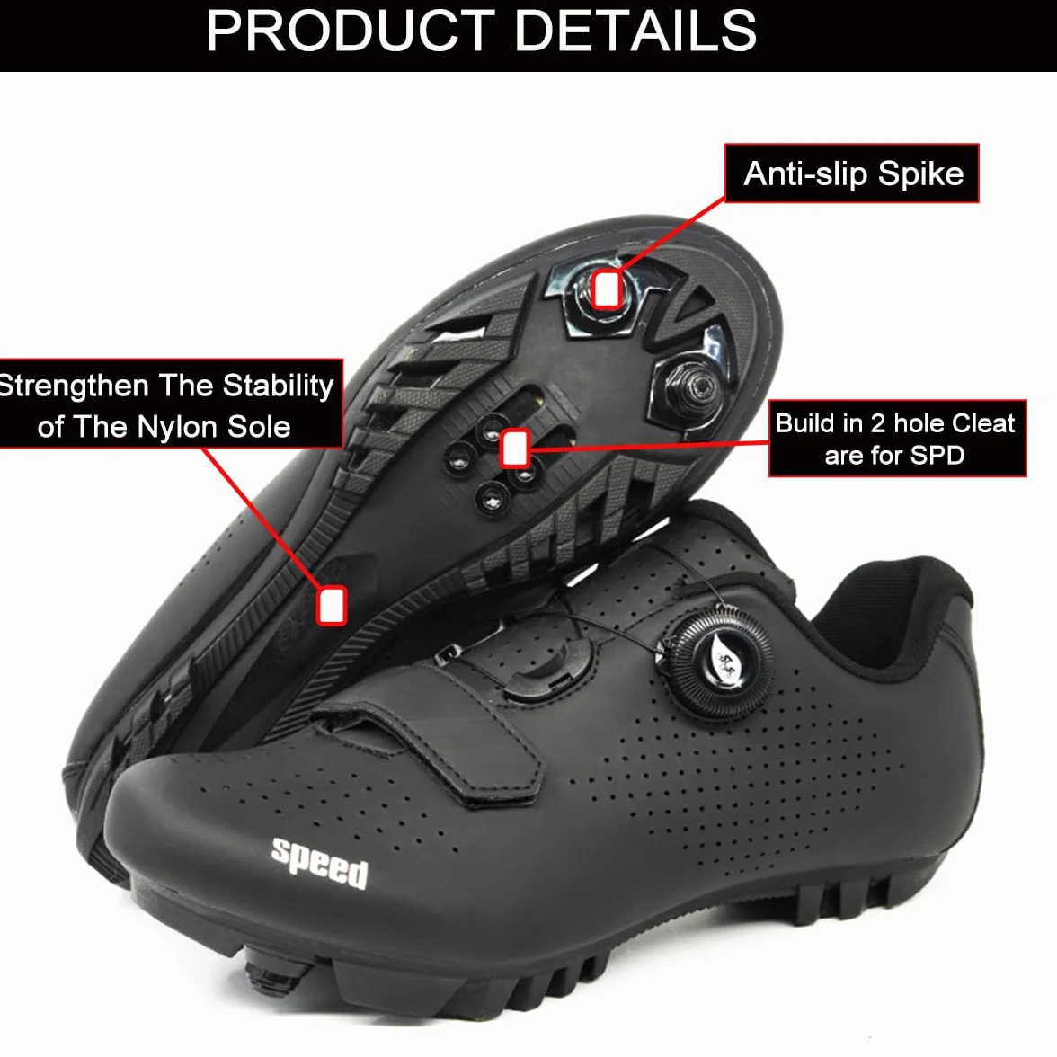 Hixingo Zapatilla de Ciclismo Hombre, Zapatos Bicicleta de Montaña Exterior MTB Compatibles con SPD Lock System, Zapatillas de Ciclismo Unisex Adulto Respirables