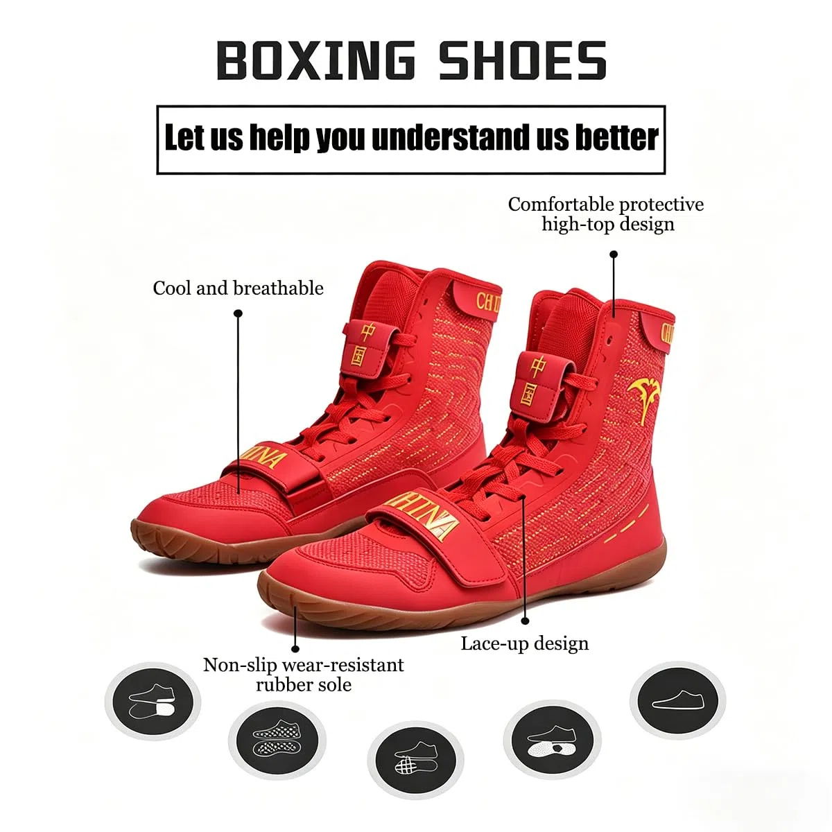 Zapatos de Lucha Libre para Hombre Zapatos de Boxeo de Alto Rendimiento Profesionales Zapatos de Entrenamiento Levantamiento de Pesas