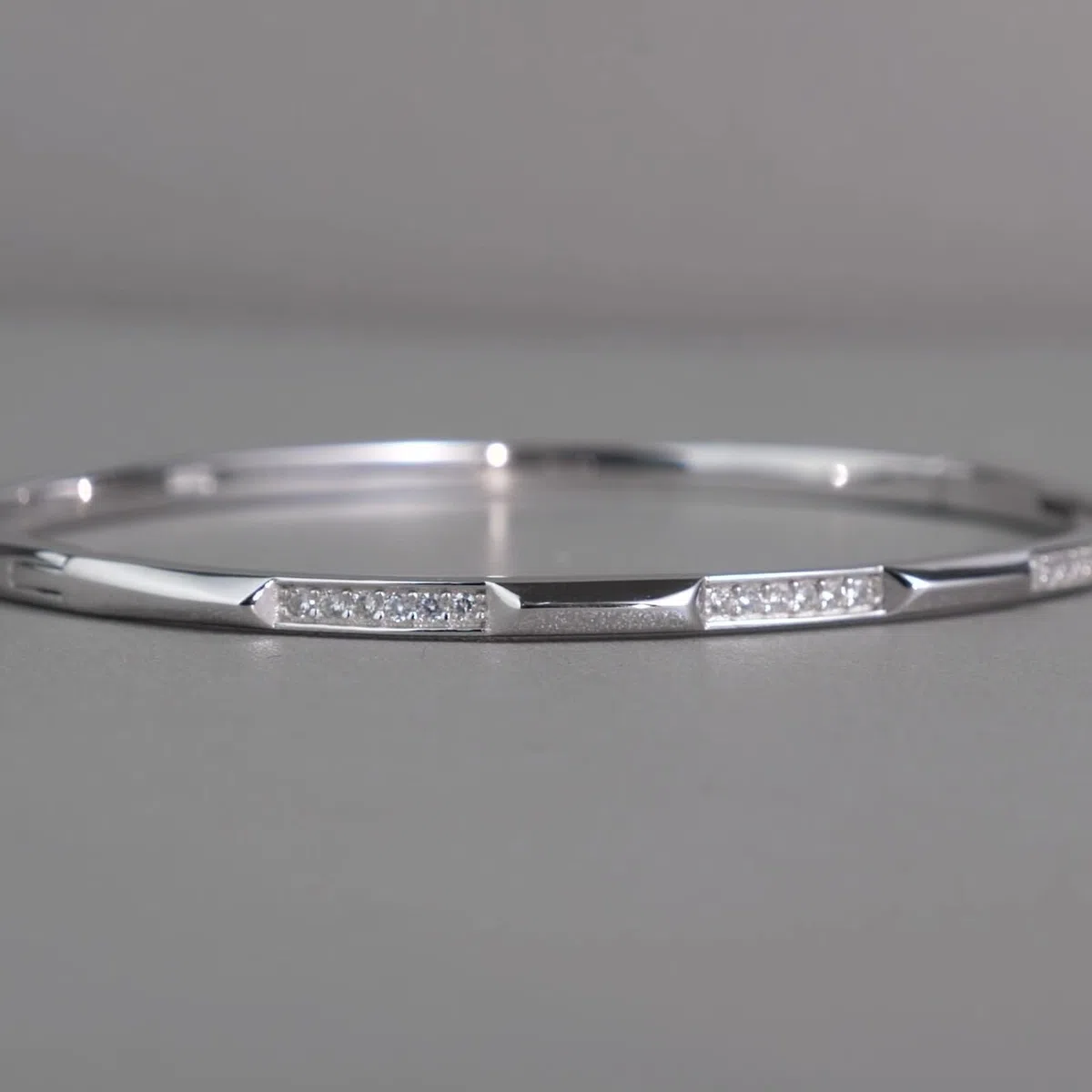 Pulsera Oro Blanco 9K / 14K / 18K Mujer, Redondo con Diamante, Cadena Extensible 16 CM + 5 CM, Pulseras de Mujer Ajustable Plata
