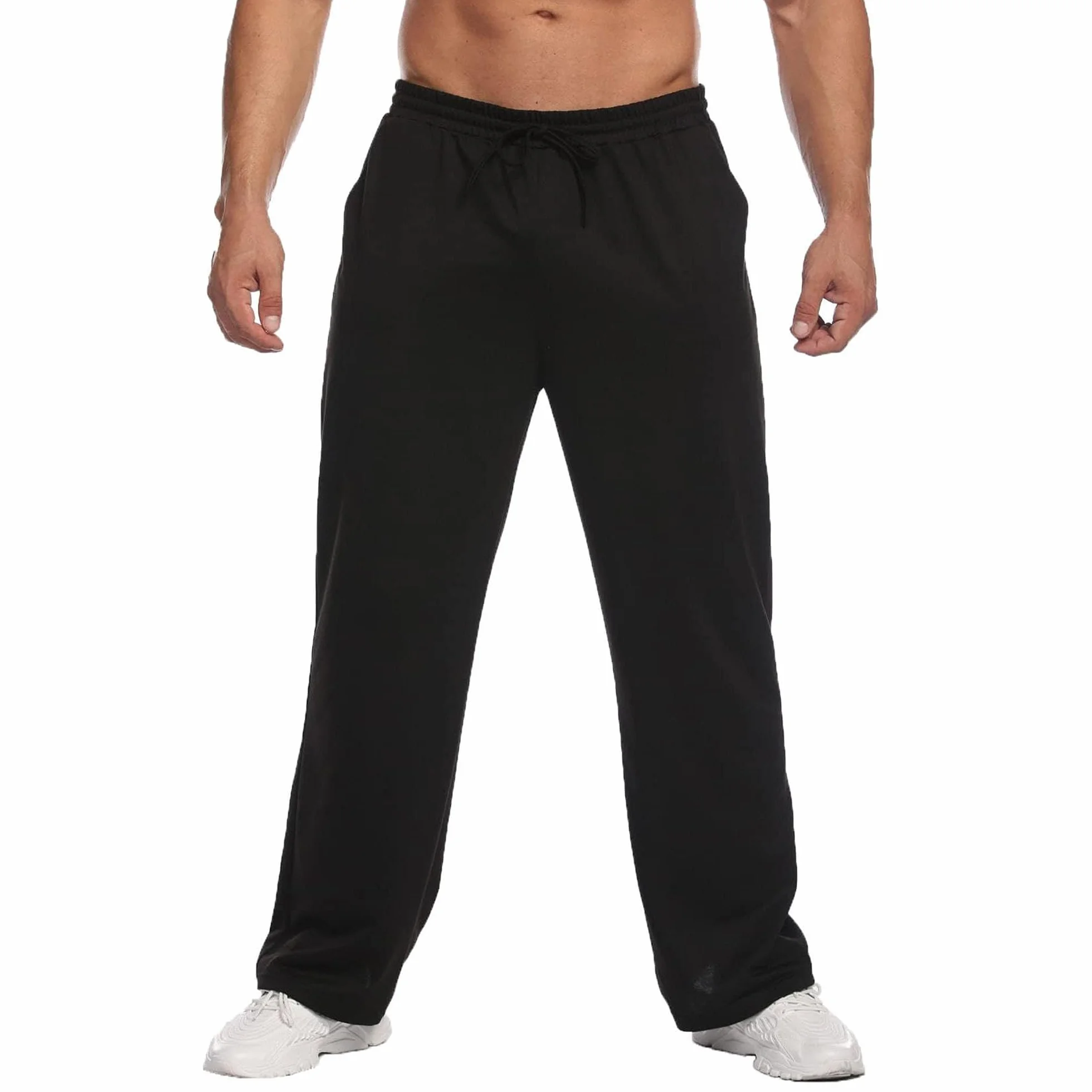 PINSPARK Pantalones de chándal Hombre Entrenamiento Deportivos algodón Largos Informales Holgados Anchos Fitness Yoga Estar por casa S-XXL