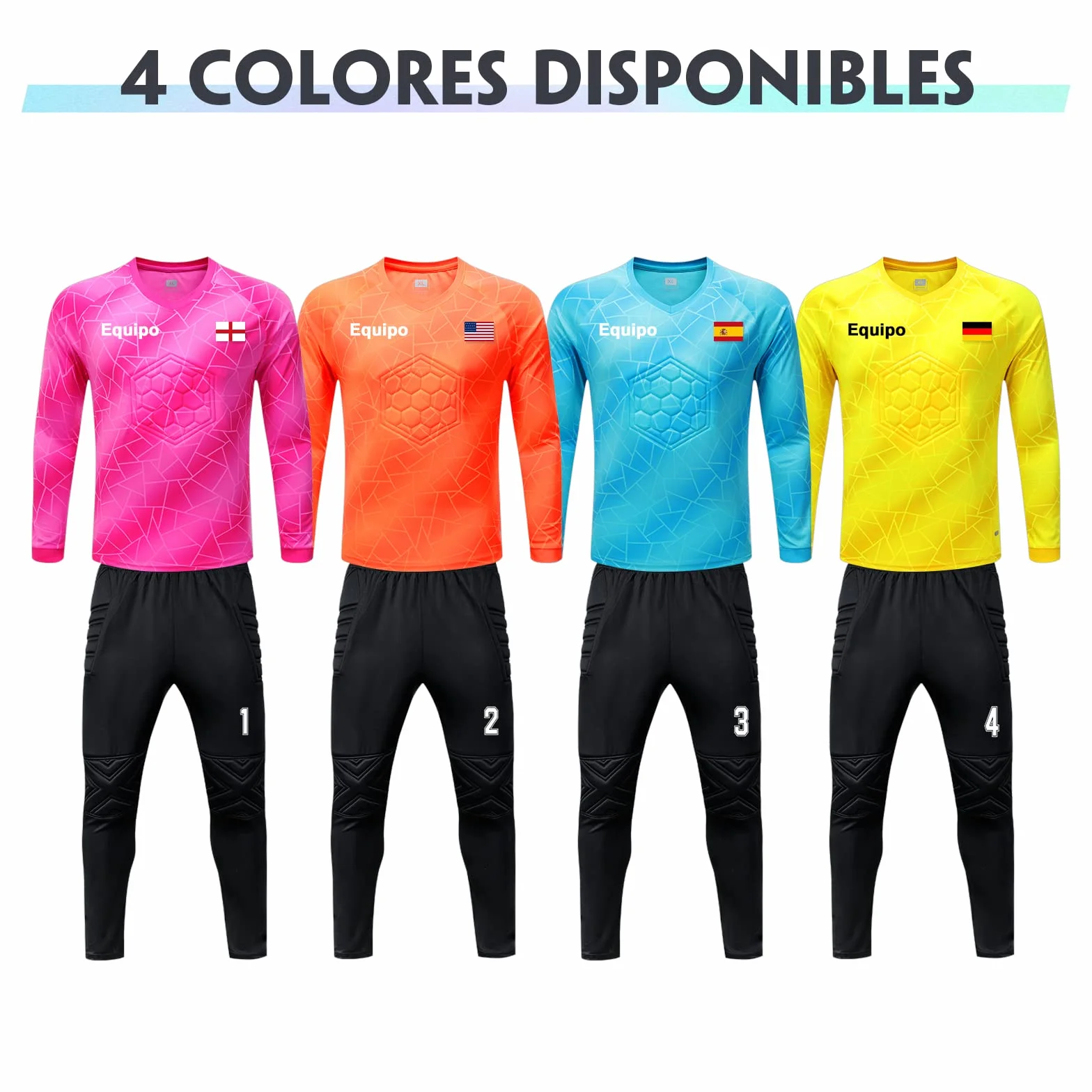 Camiseta de Portero Personalizado Niño Hombre con Tu Nombre y Número Equipación Portero Personalizada Ropa de Portero de Futbol