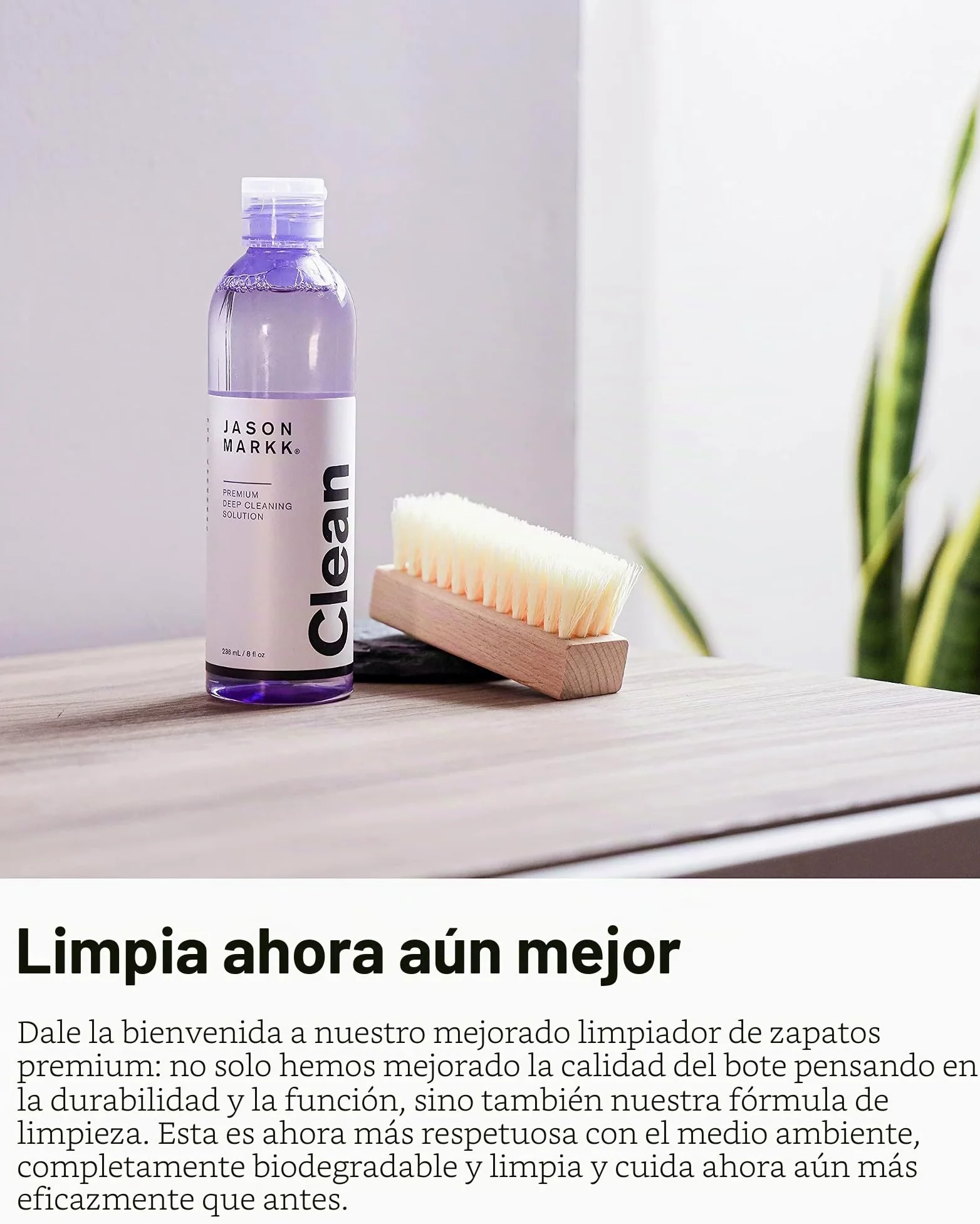 Jason Markk Cepillo para zapatos y limpiador profundo de 8oz/236 ml en set – para la limpieza y cuidado de zapatos y diversos materiales, morado, Einheitsgröße