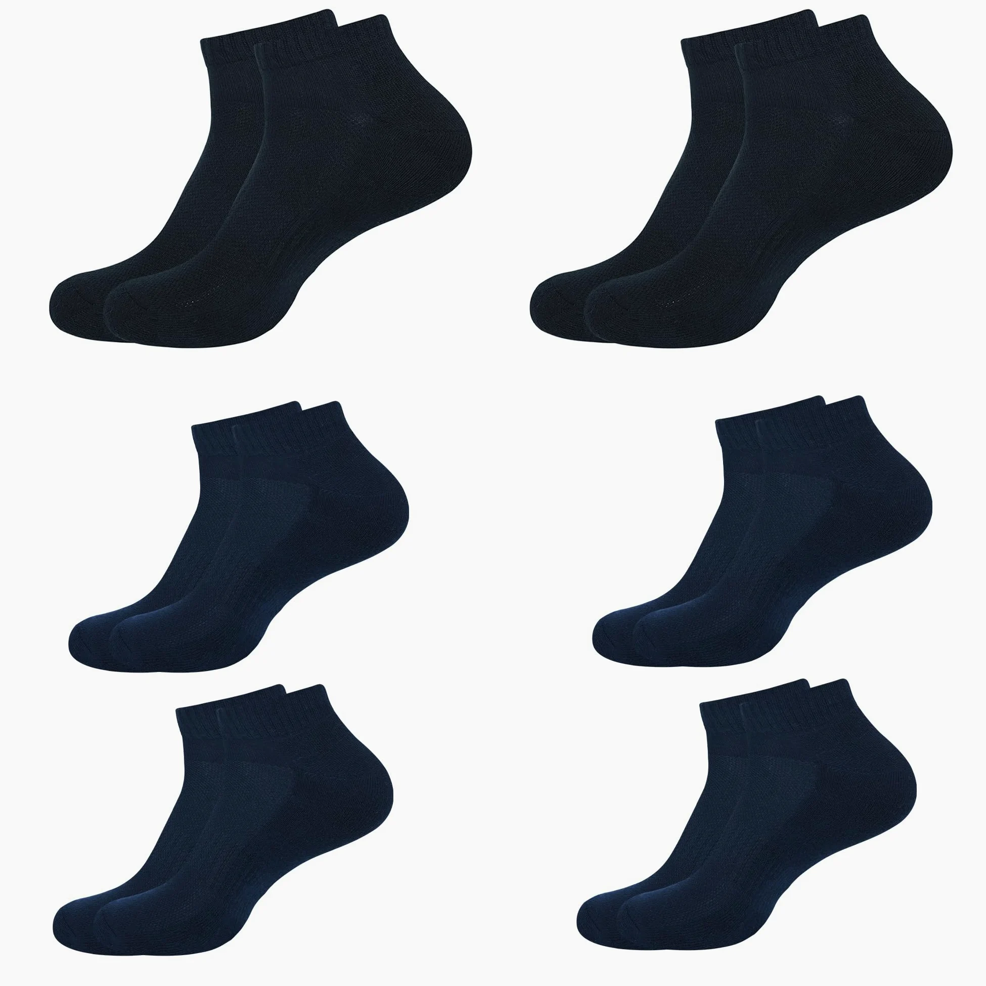 Calcetines tobilleros de algodón para hombre, paquete de 6, color: 2 negros, 4 azul marino, talla 14 a 16, mocasines para tenis, ropa casual, atlética, correr, gimnasio, ropa deportiva para
