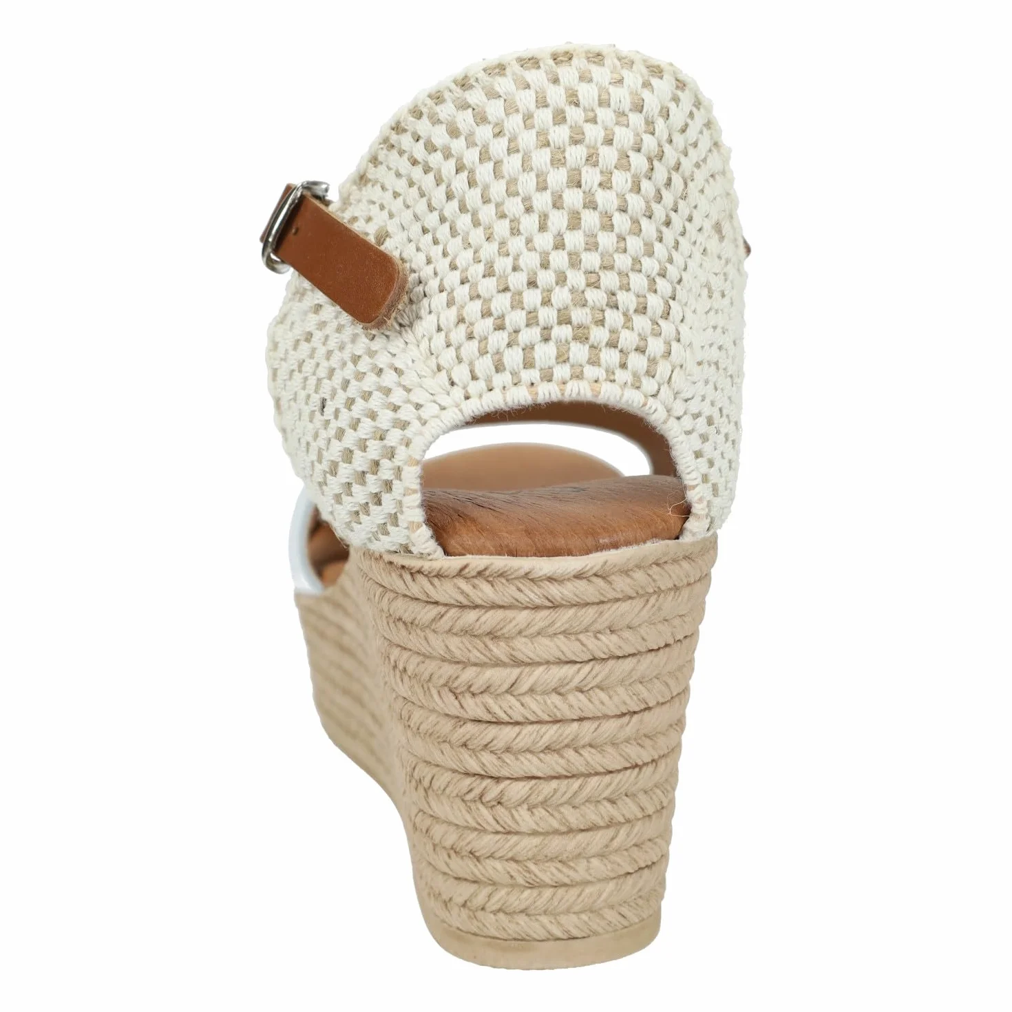 SANDALI M704 Blancas de Piel para Mujer con cuña de 6cm, Verano con cuña, Hechas en España Mujer
