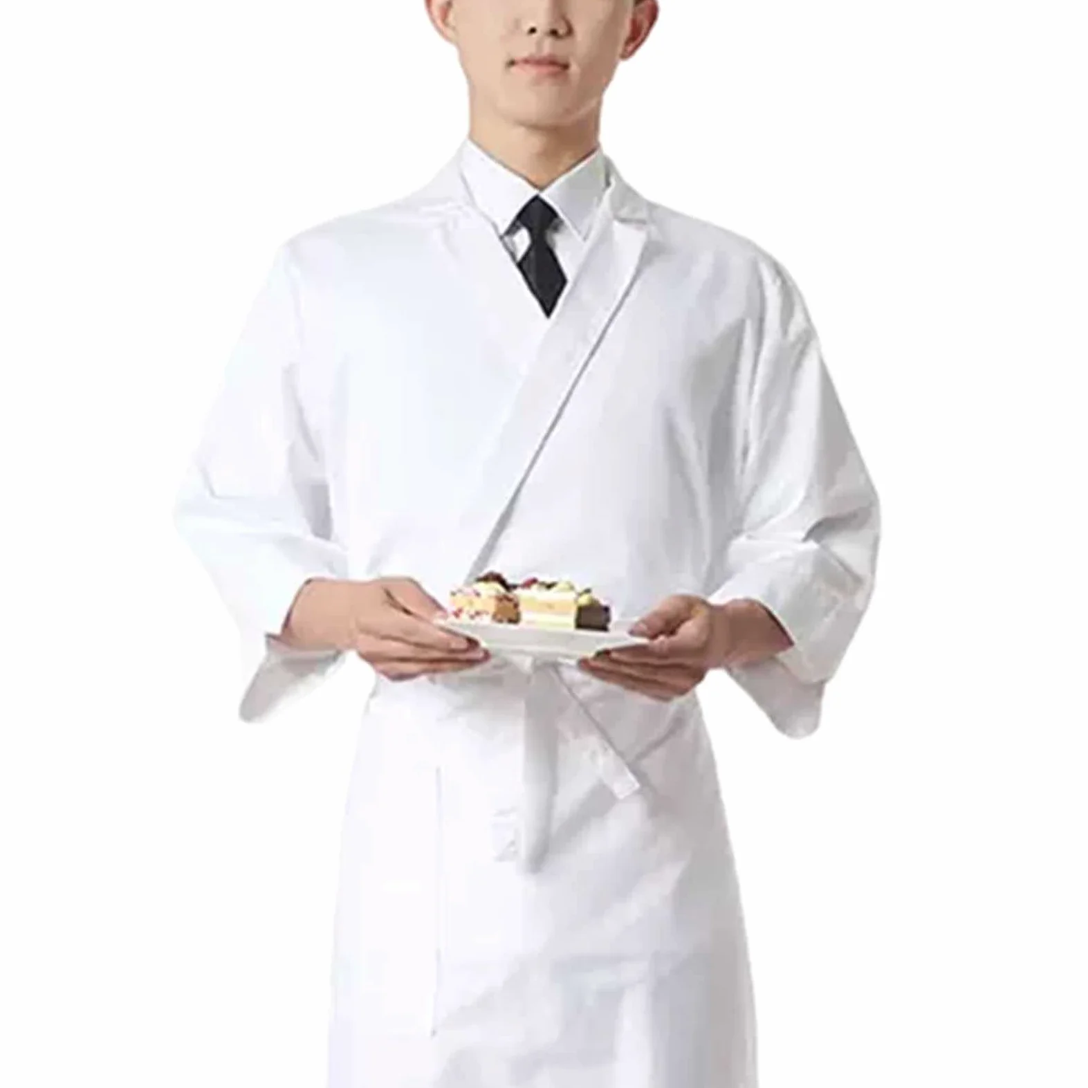 La Chaqueta de Cocinero de Sushi, Chaqueta de Chef for Hombre, con Logotipo Personalizado y Solapa, Color Blanco, Tallas múltiples(3XL-3XLarge)