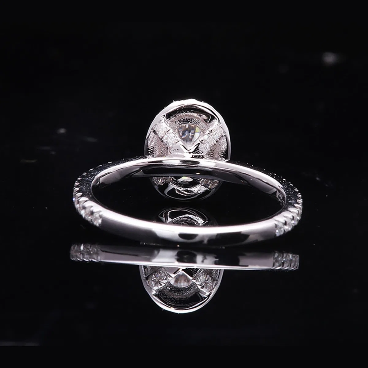 Anillo de oro blanco de 14 quilates, anillo de compromiso, anillos ovalados para mujer