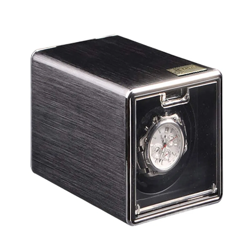 Enrollador de Reloj automático, Estuche enrollador automático de un Solo Reloj para 1 Reloj con Motor silencioso Caja de exhibición de Almacenamiento de Relojes giratorios (5) (1)