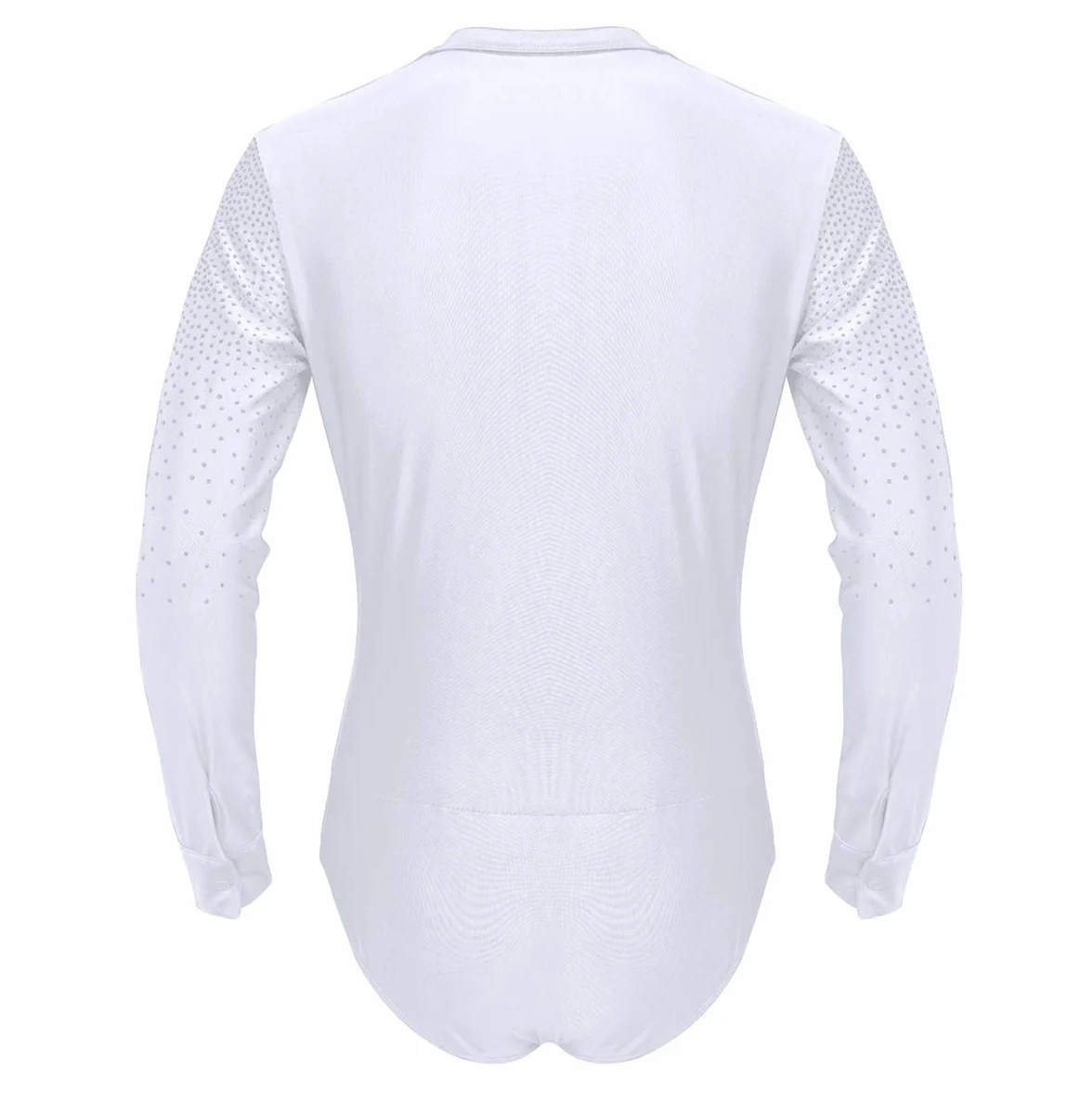 Hombre Camisa de Danza Latina Tango Body Baile Manga Larga Escote Cuello en V Diamantes Brillante Traje de Bailarina