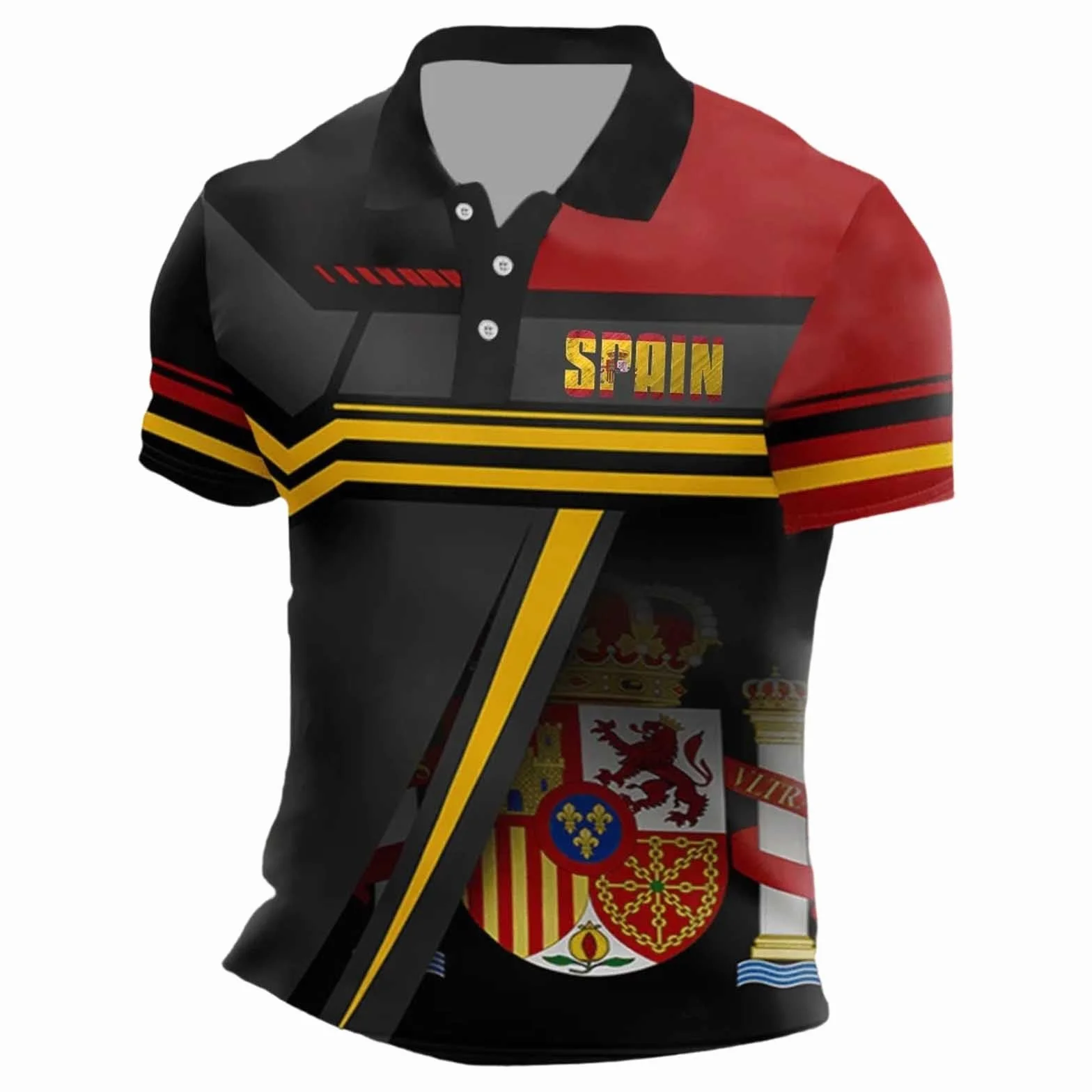Camiseta de fútbol retro para hombre con bandera de España bordada, algodón suave transpirable, rojo y amarillo