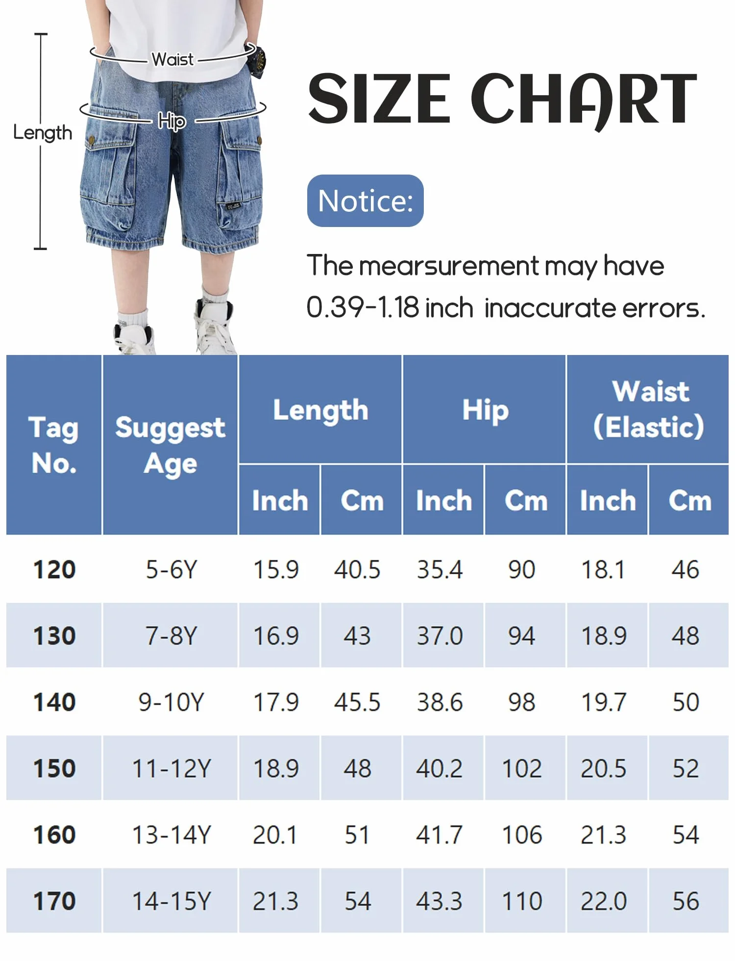SEAUR Pantalón Corto Vaquero Niño Denim Baggy Jean Shorts Elástico Cintura Bermuda con Bolsillos