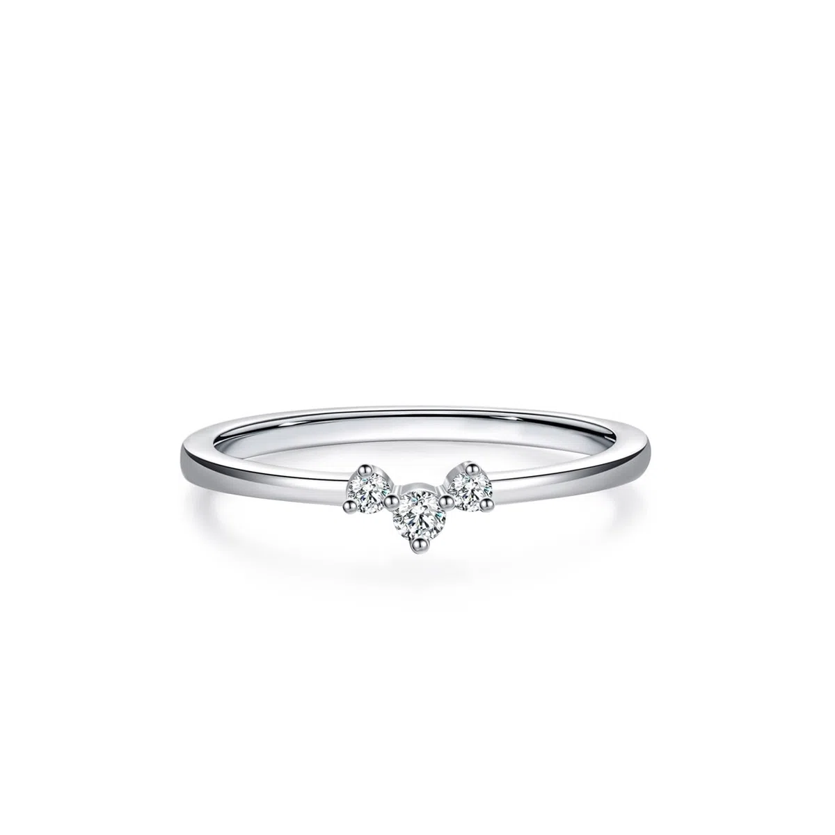 Anillos Mujeres Delicado, Anillo Mujeres Minimalista Apilable Simple Delgado Redondo Diamante 9K Oro Blanco Tamaño 63 (20.1)