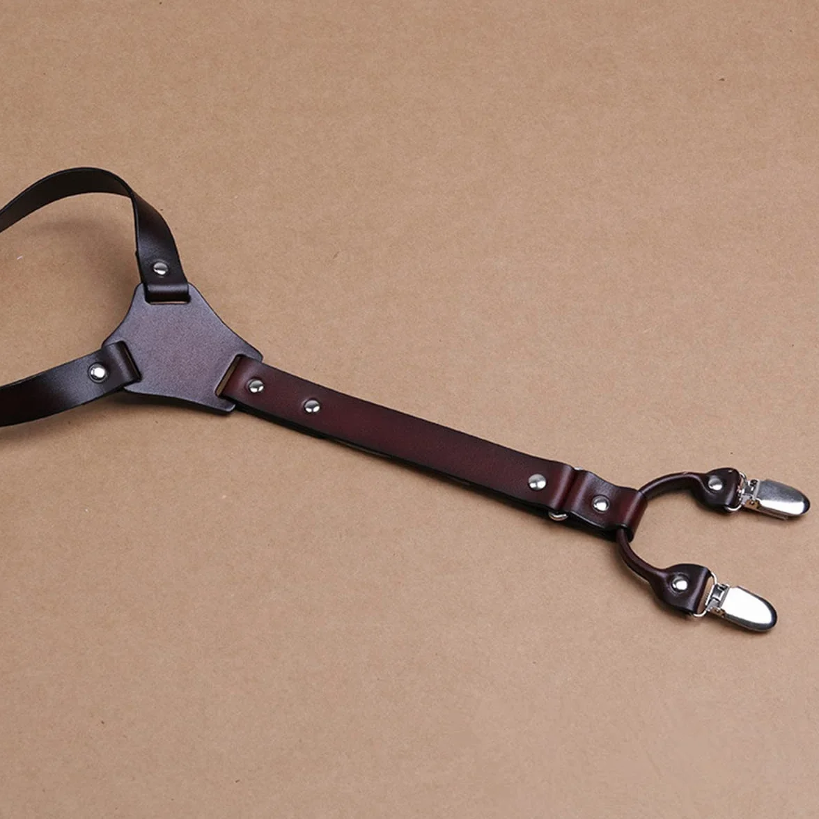 Tirantes de Cuero para Hombre, diseño en Forma de Y, Tirantes Ajustables con 4 Clips de Metal, para Padrinos de Boda, Tirantes Resistentes para Pantalones
