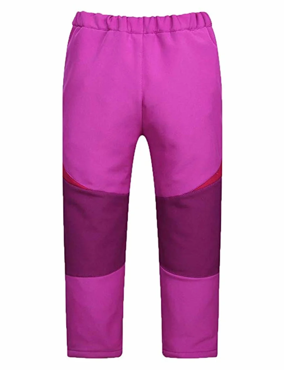 FAIRYRAIN Niño Deporte al Aire Libre Fleece Lined Winter Soft Shell Elasticated Waist Pantalones de Montaña Impermeables Transpirable Pantalones Senderismo Niña Pantalones con Cremallera Bolsillos