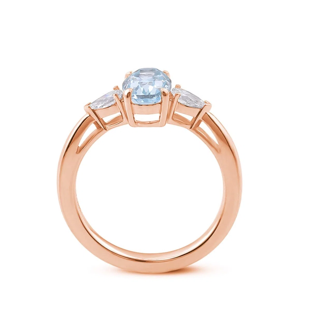 Anillo de oro blanco de 9 quilates para mujer, anillo ovalado para mujer