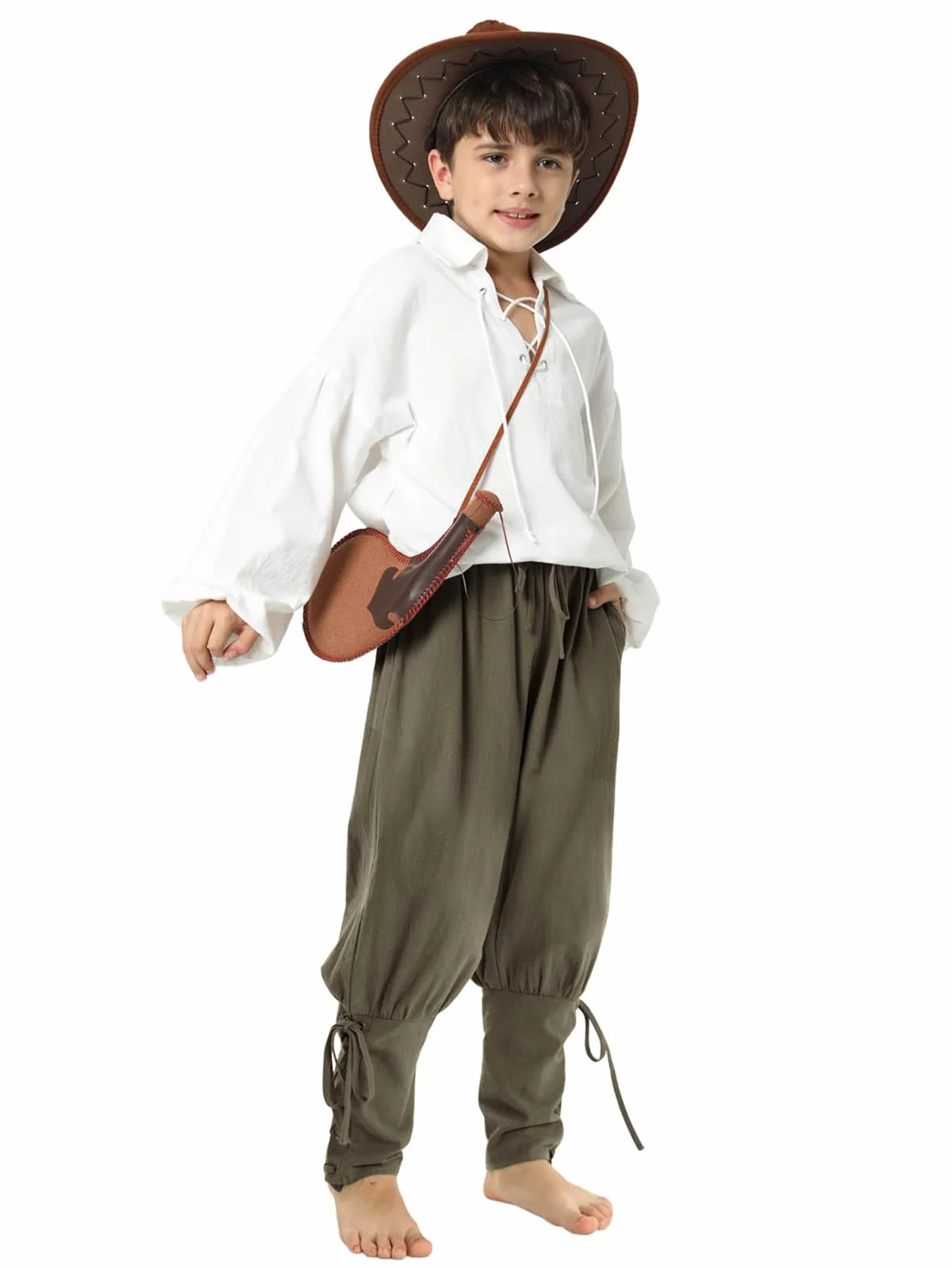 Pantalones medievales para niños con cordones cosplay renacentista steampunk vikingo tiempo libre