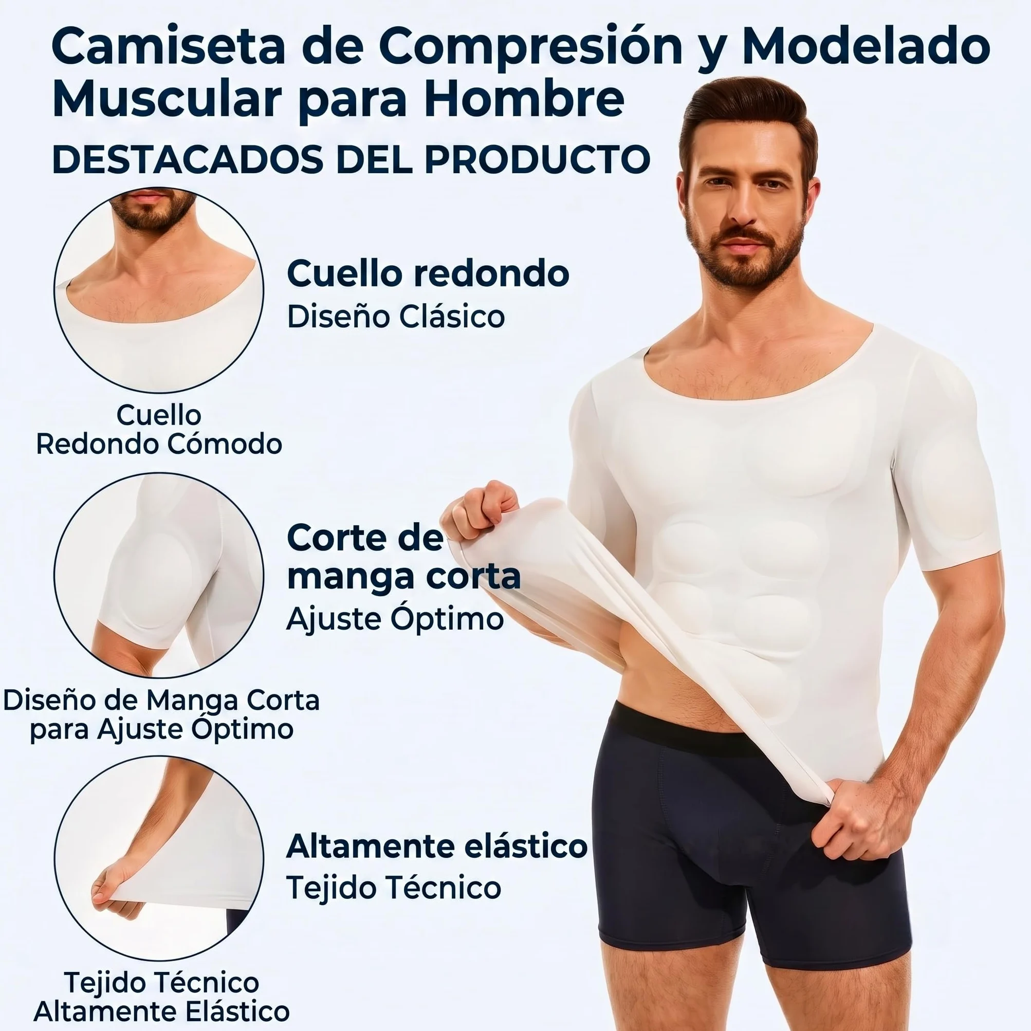 forma terraza muscle top, Compresion Modulos 3D Relleno de Musculo | Camiseta Acolchada de Musculatura con Relleno Removible, Invisible Bajo Camisas, Ligera y Transpirable con 4 Tallas