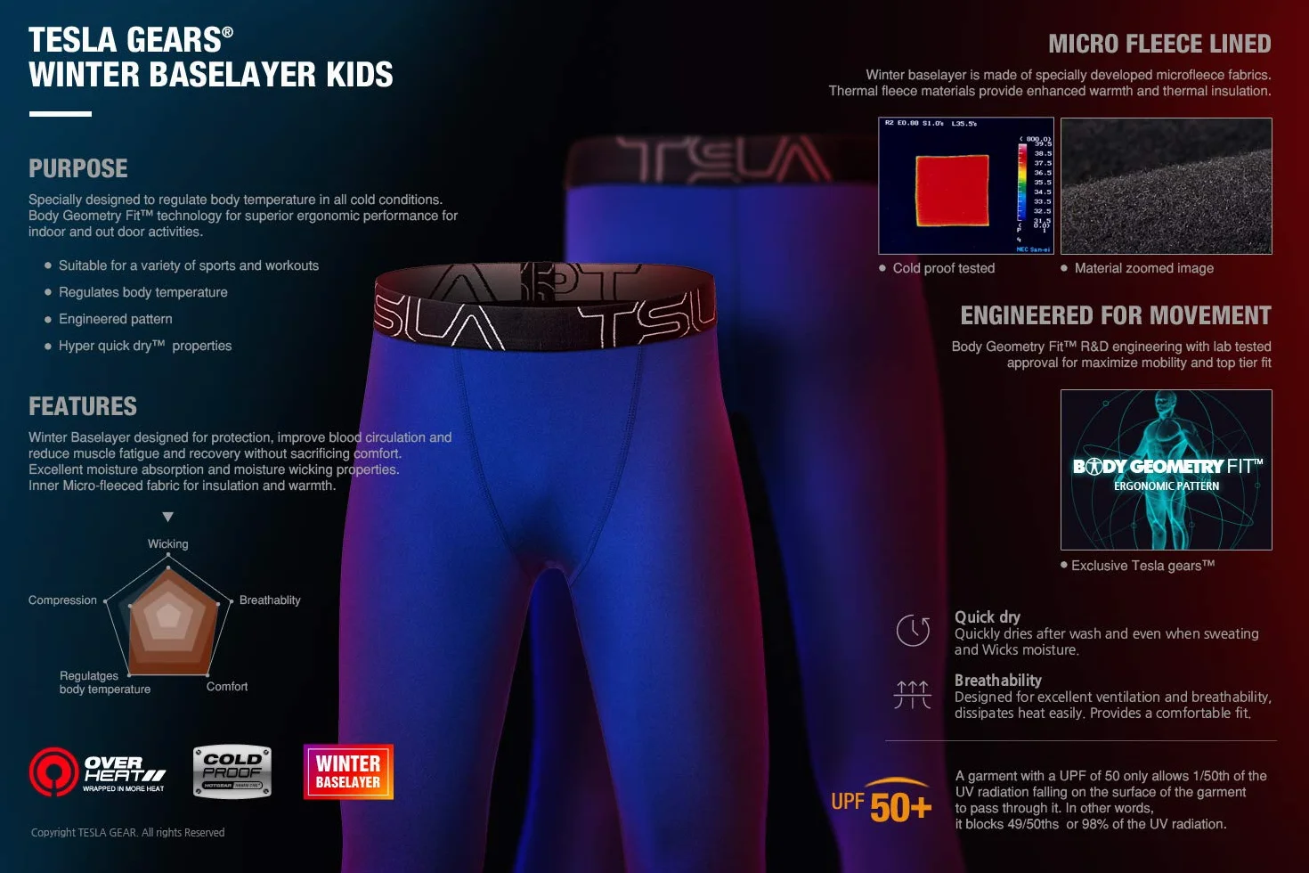 TSLA Pantalones de Compresión Térmica para Niños y Niñas, Mallas Deportivas para Correr